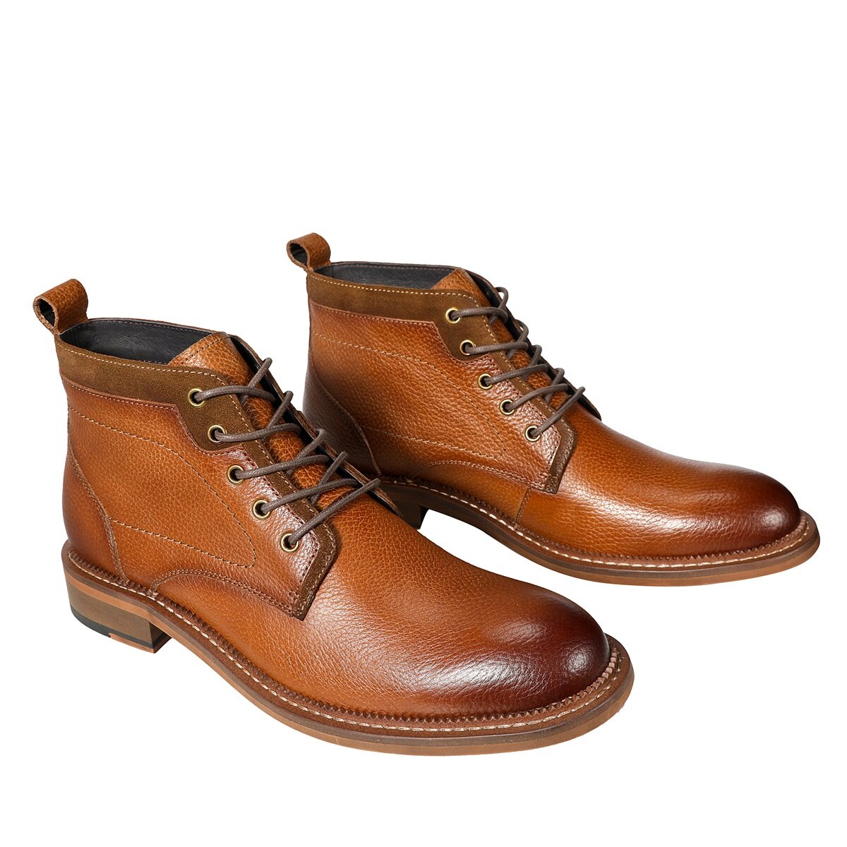 Men's Round-Toe High-Top Polo Boots in Brown