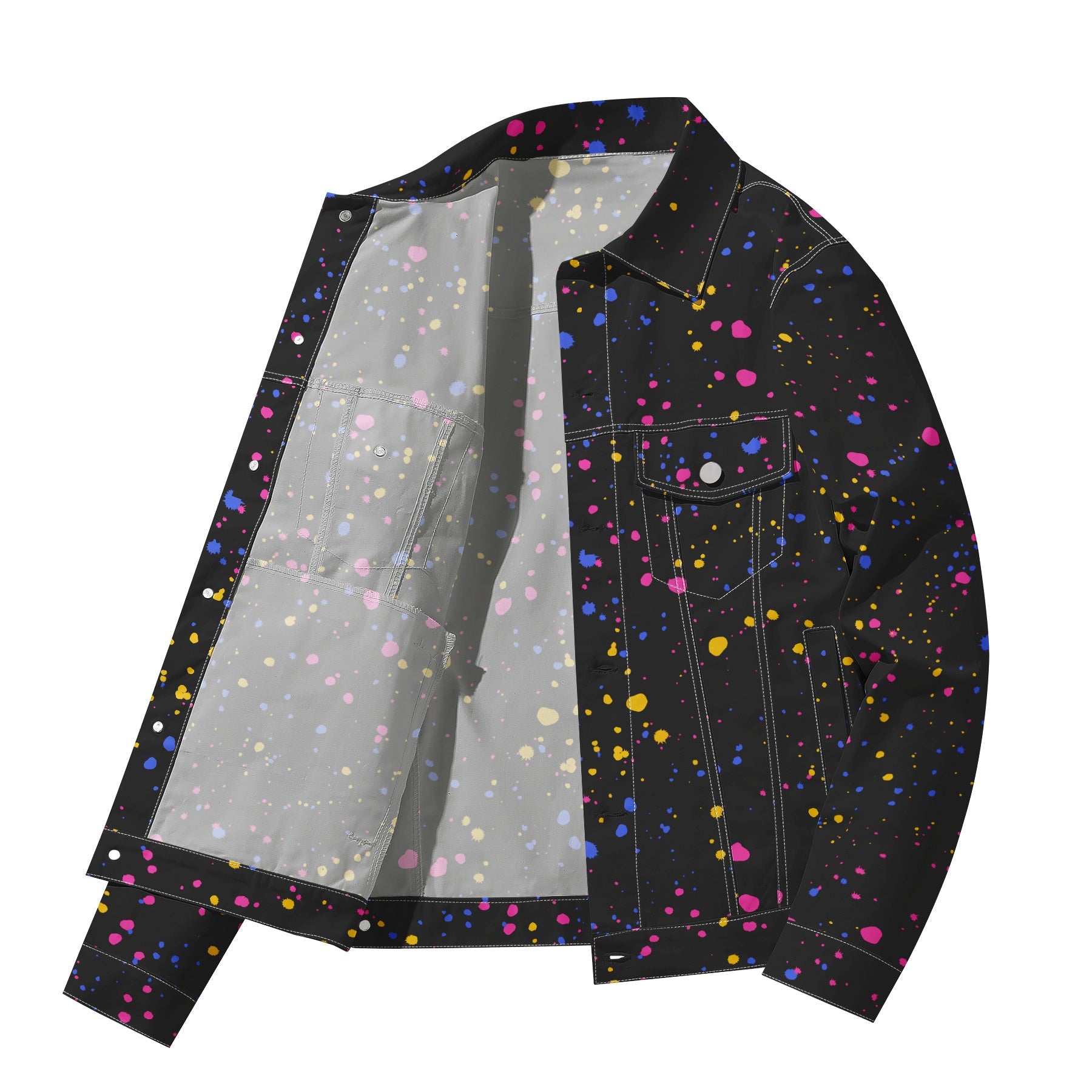 Men's Denim Jacket with Lapel Print Camouflage Green WHOLESALE