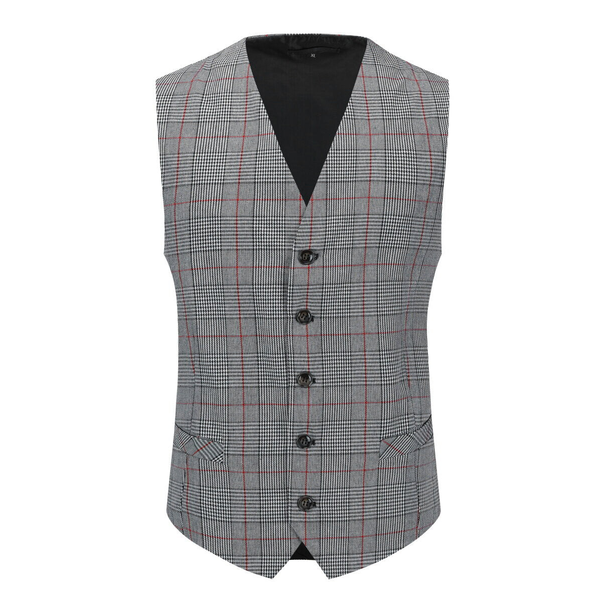 Checked Vests Stripes Business Slim Fit Cotton Grey