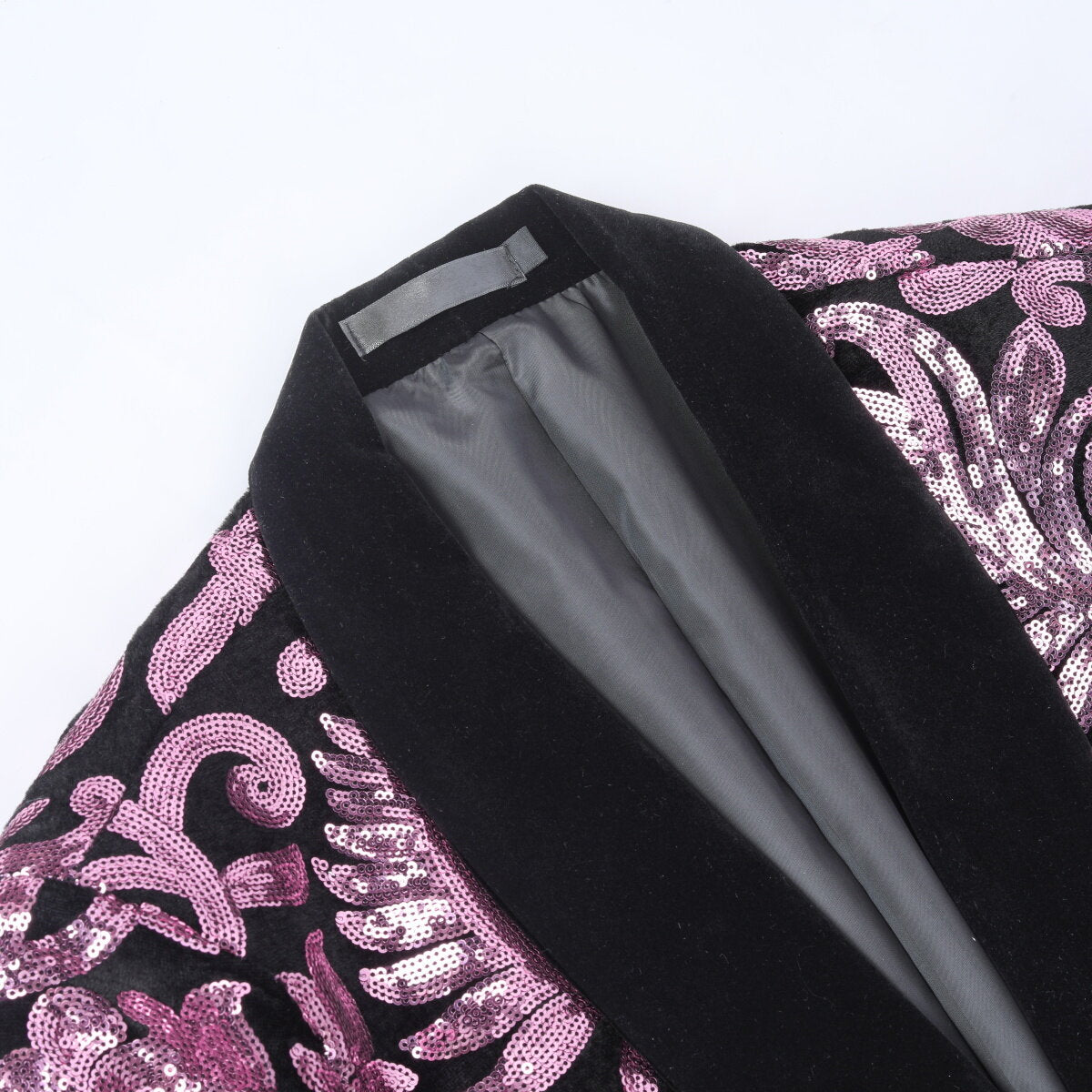 Pink Sequins Blazer Shawl Collar Blazer