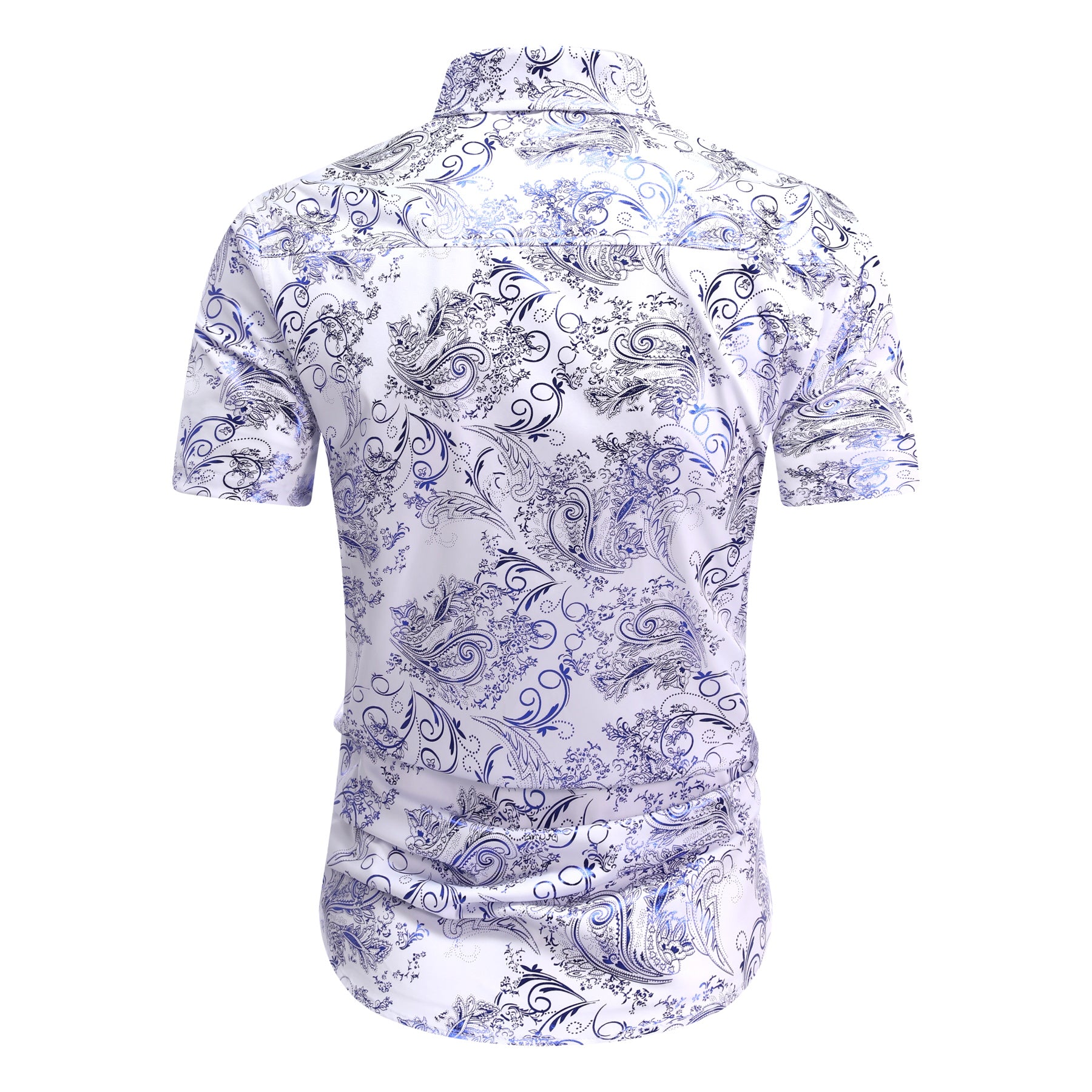Men's Foil-Printed Short-Sleeve Shirt 2-Piece Set White