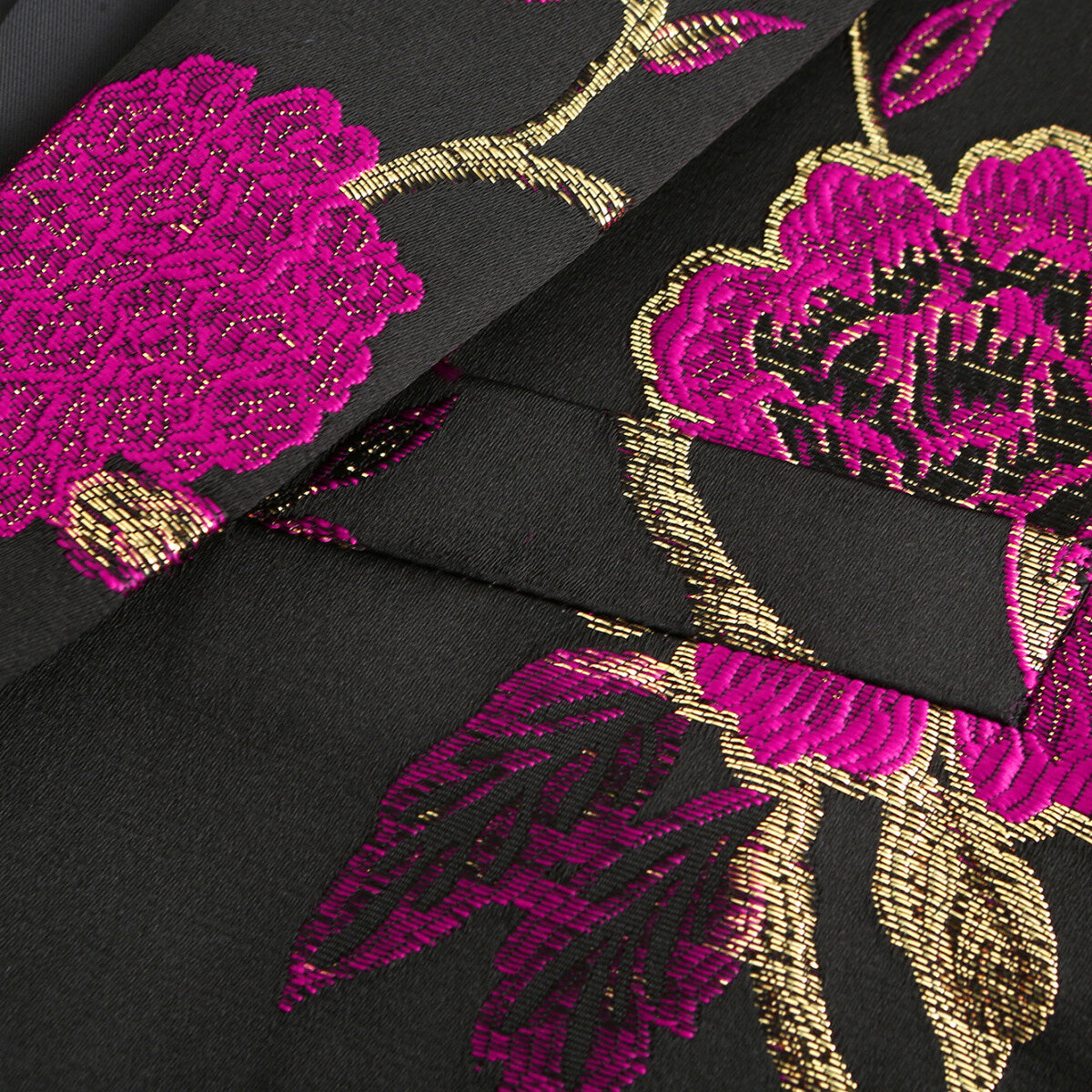 Men's One Button Notched Lapel Embroidered Blazer Rose Red