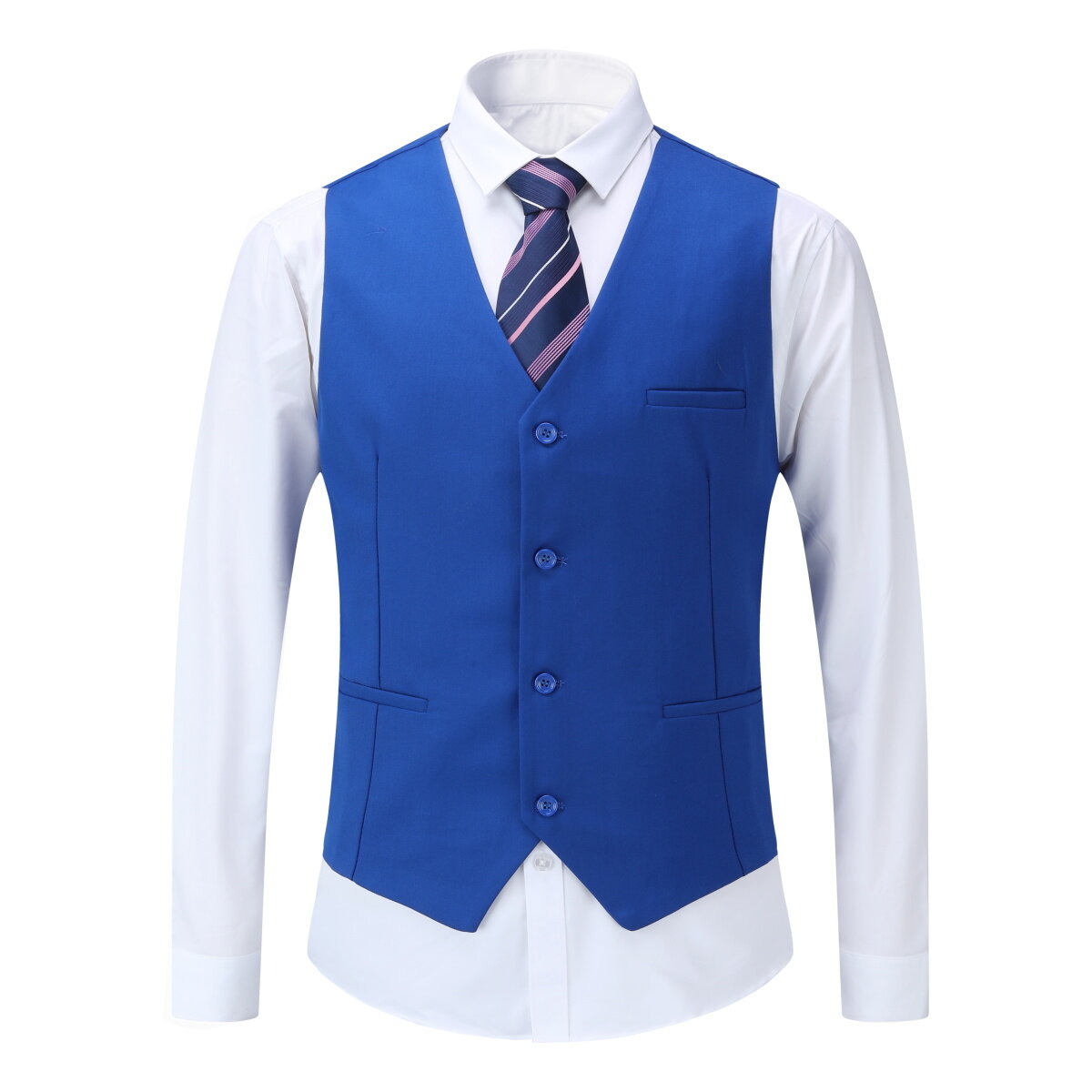 Mens 3 Piece Dress Suit Formal Casual Tux Vest Trousers Dark Blue