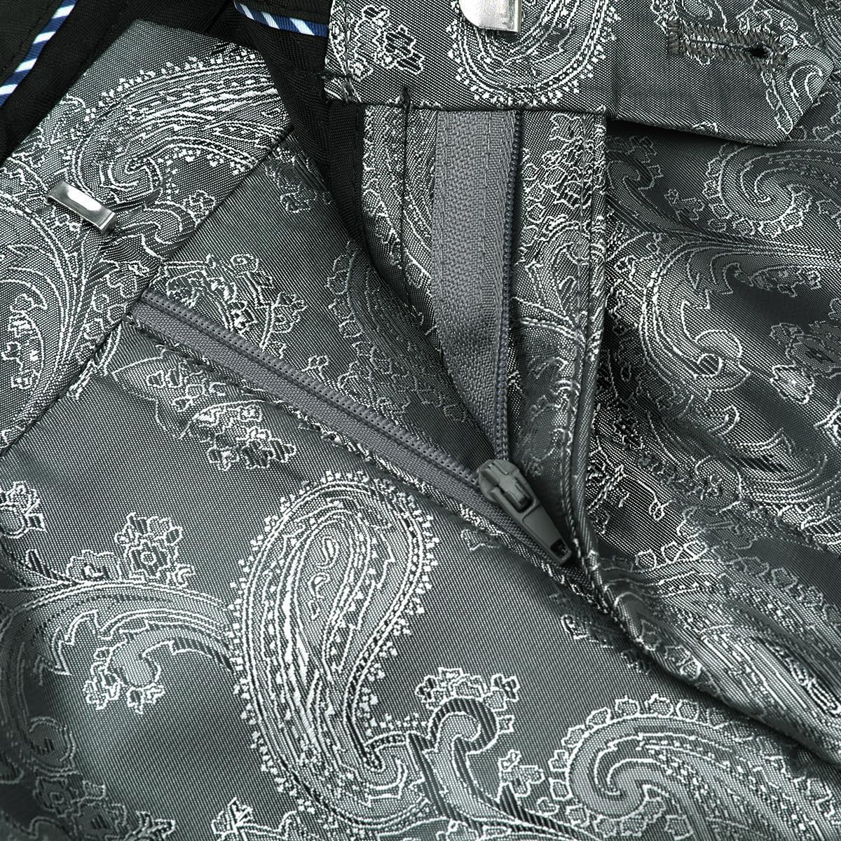 Men's Stylish Paisley Flat Front Casual Jacquard Dress Suit Pants Grey