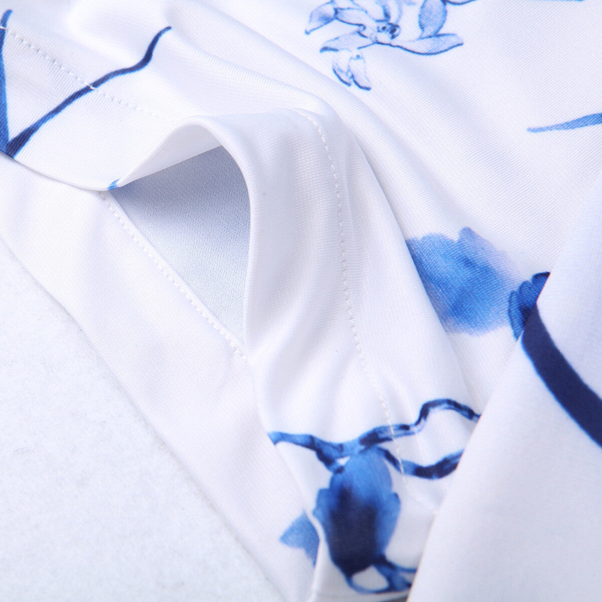 Trendy Men's Printed Short-Sleeve Floral Shirt Aqua Blue