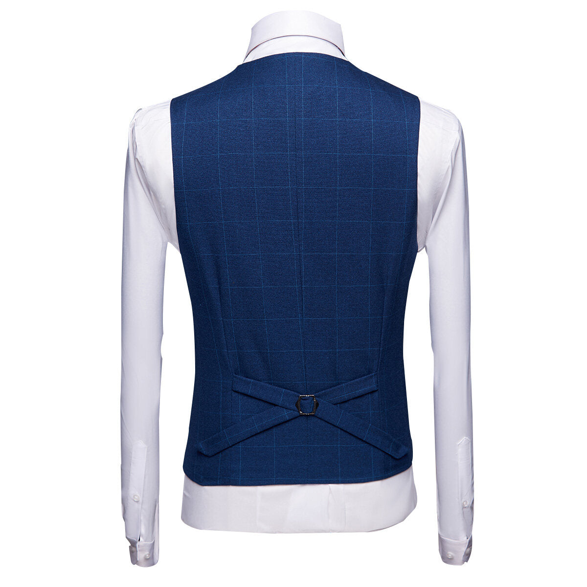 3-Piece Slim Fit Suit Plaid Casual Navy Suit