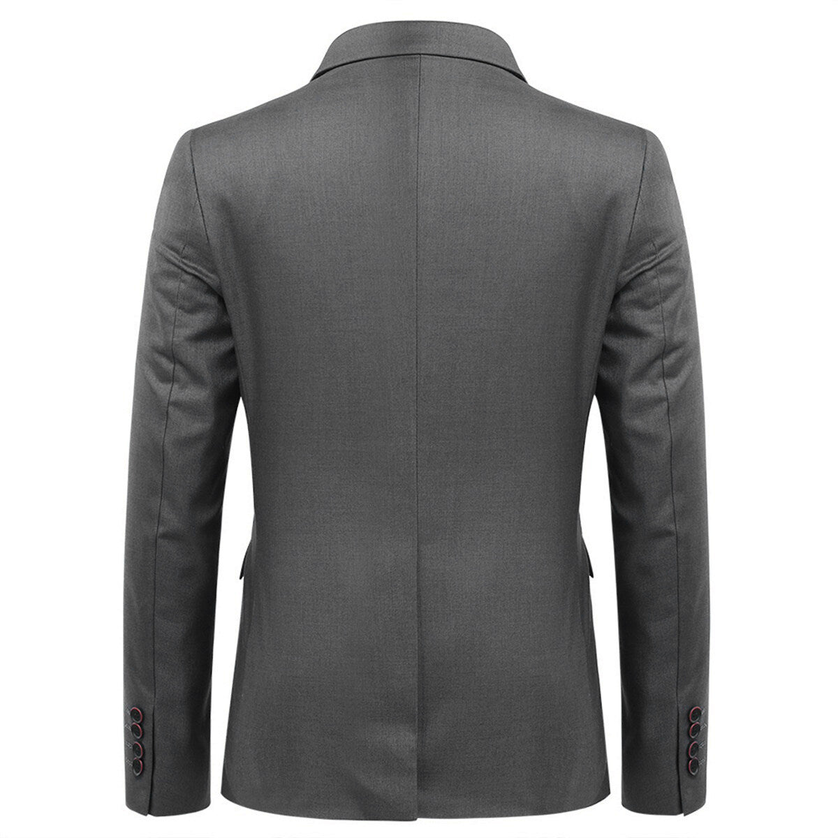 3-Piece Slim Fit Solid Color Jacket Smart Wedding Formal Suit Grey