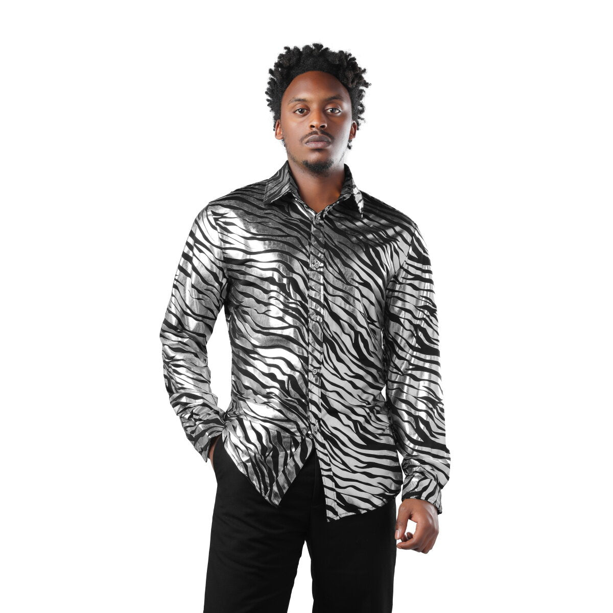 Zebra-Stripe Gilding Silver Shirt