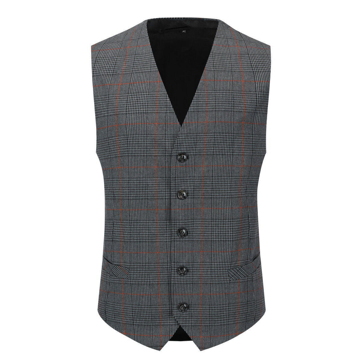 Checked Vests Stripes Business Slim Fit Cotton Black