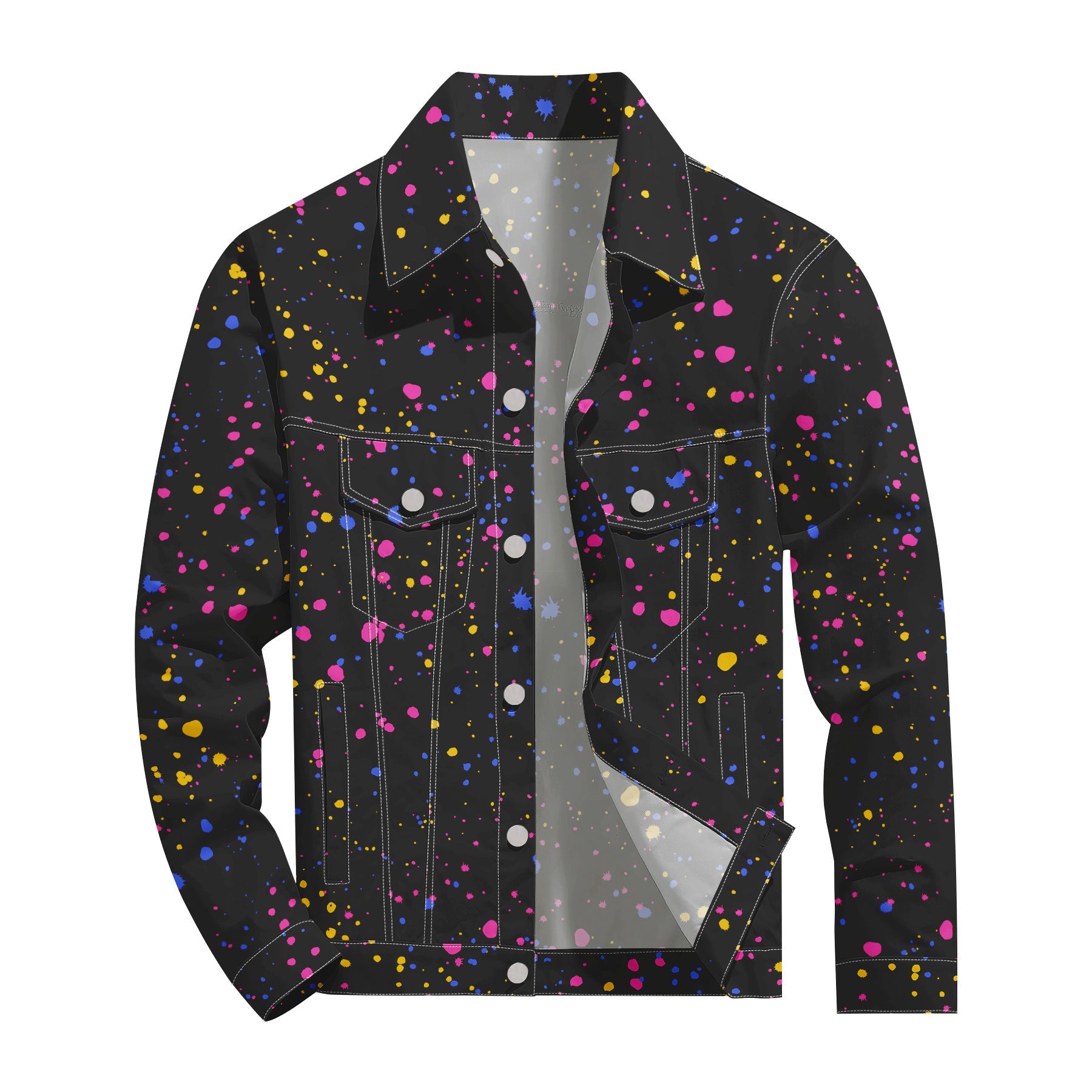 Men's Denim Jacket with Lapel Print Camouflage Green WHOLESALE