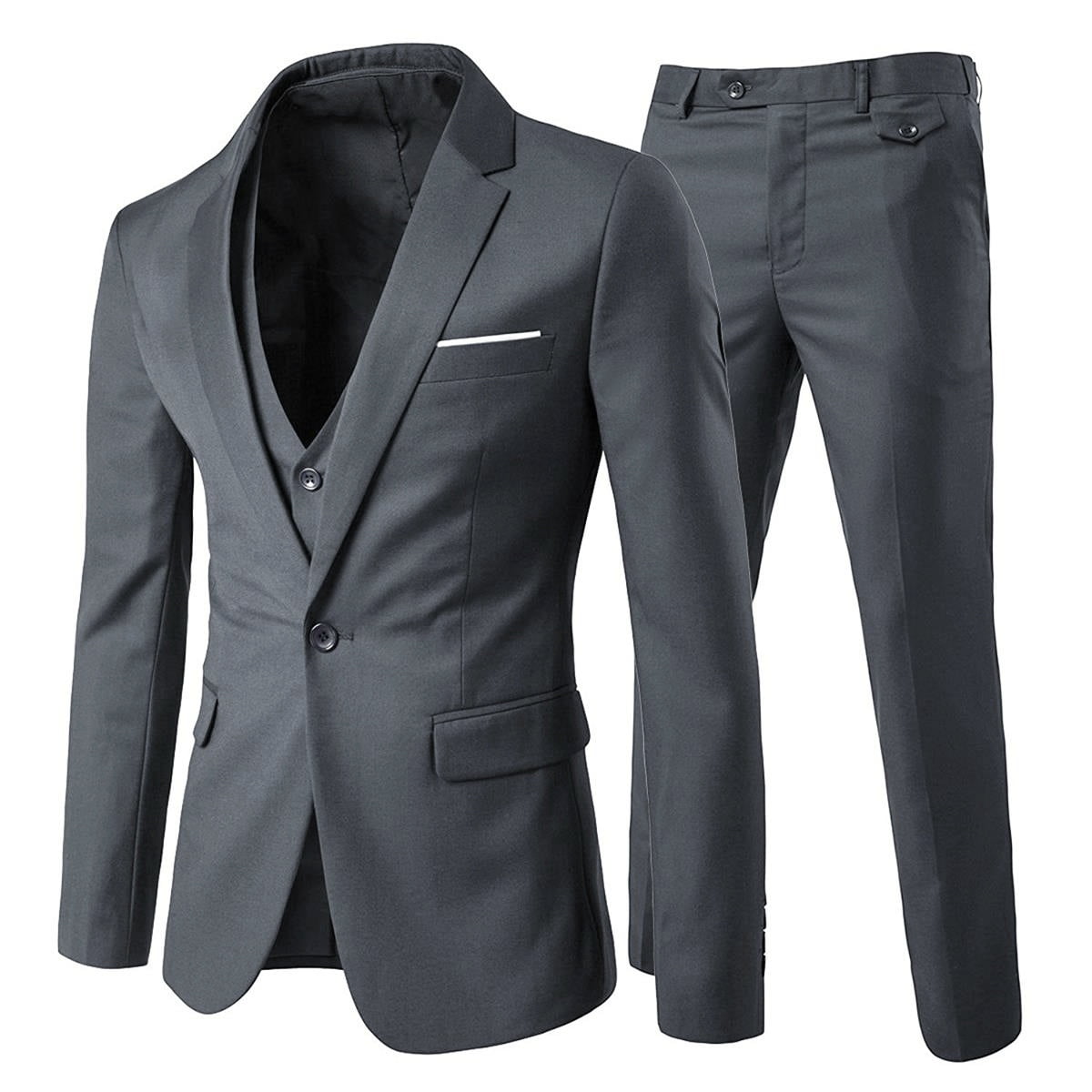 Cloudstyle Men's Slim Fit 3 Piece Suit One Button Business Wedding Prom Suits Blazer Tux Vest & Trousers