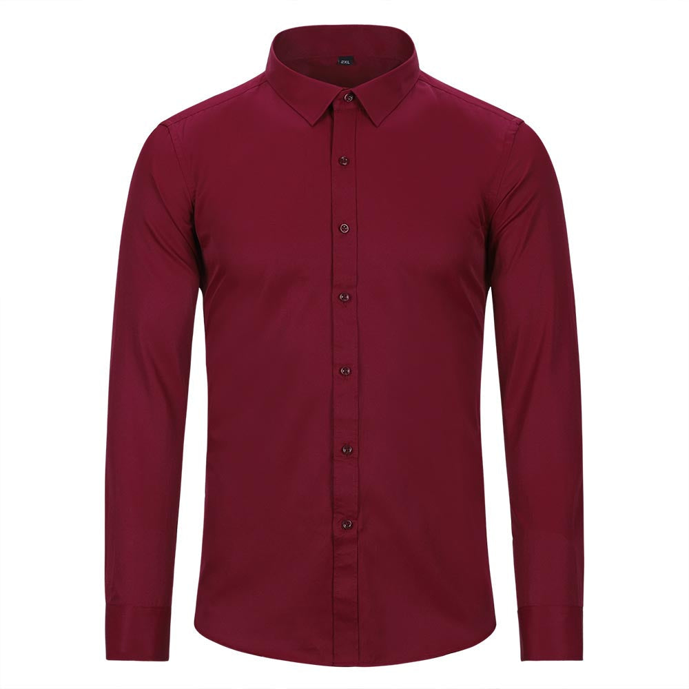 Slim Fit Turn-Down Collar Shirt Red