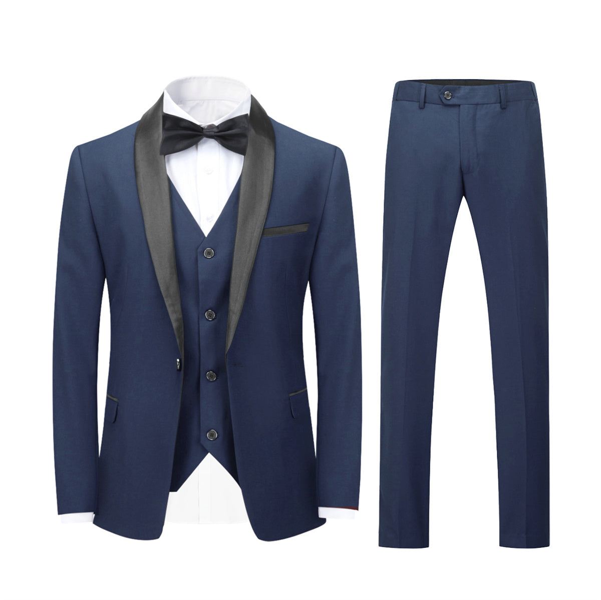 Slim Fit One Button Casual Blue 3-Piece Suit