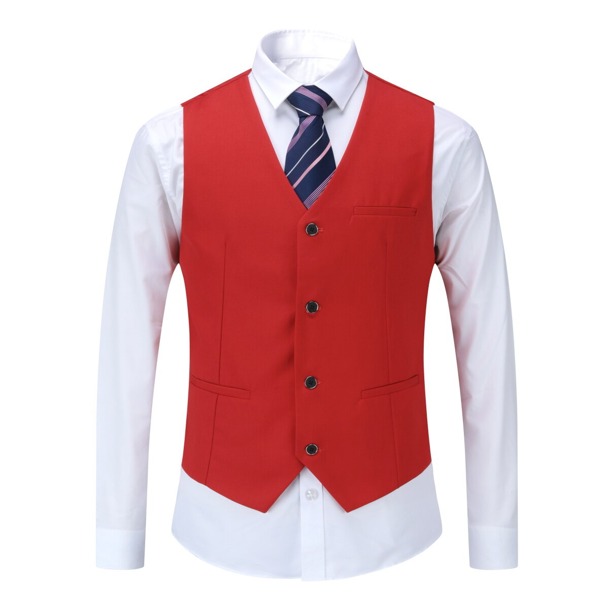 Mens 3 Piece Dress Suit Formal Casual Tux Vest Trousers Red