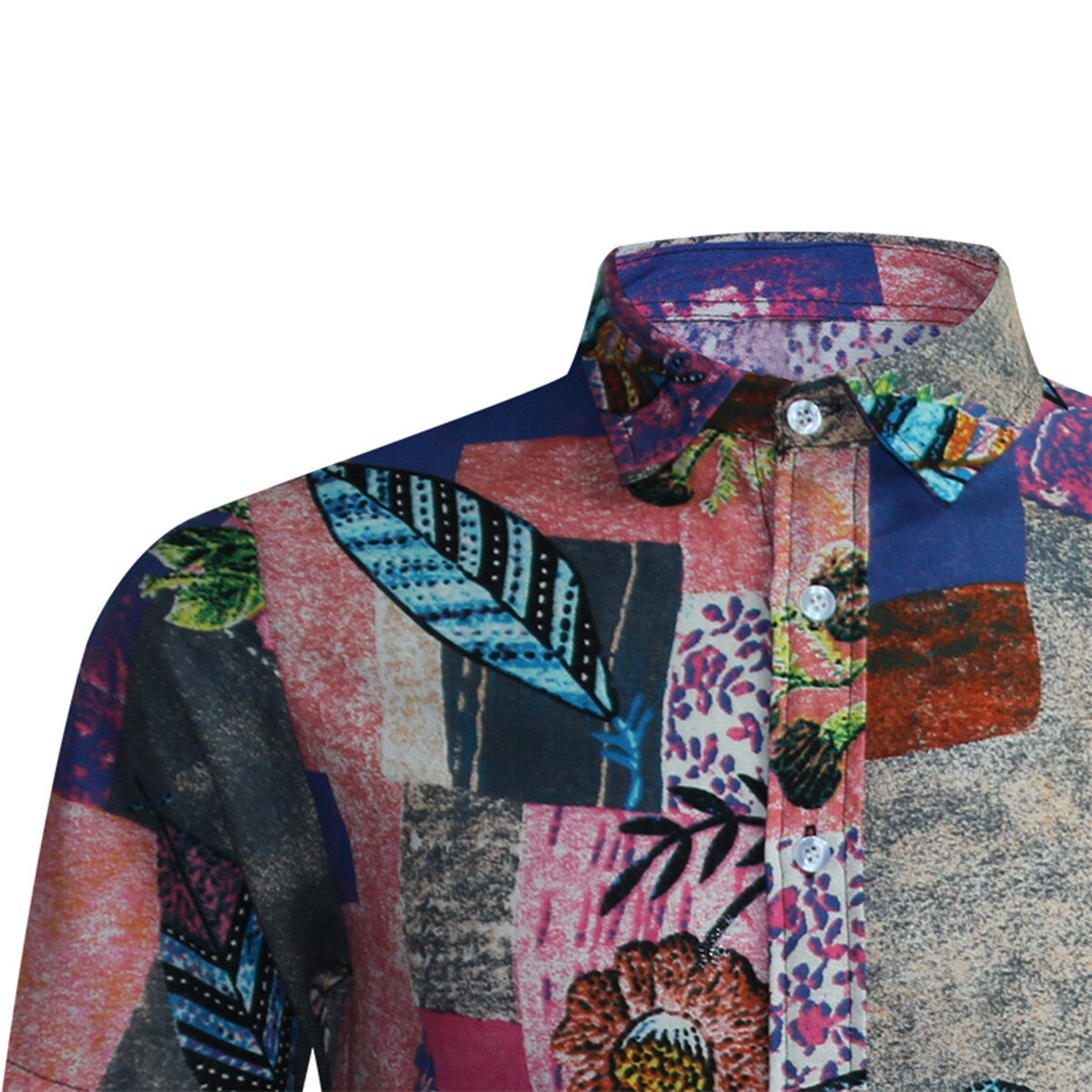 Stylish Men's Floral Print Collar Short Sleeve Shirt