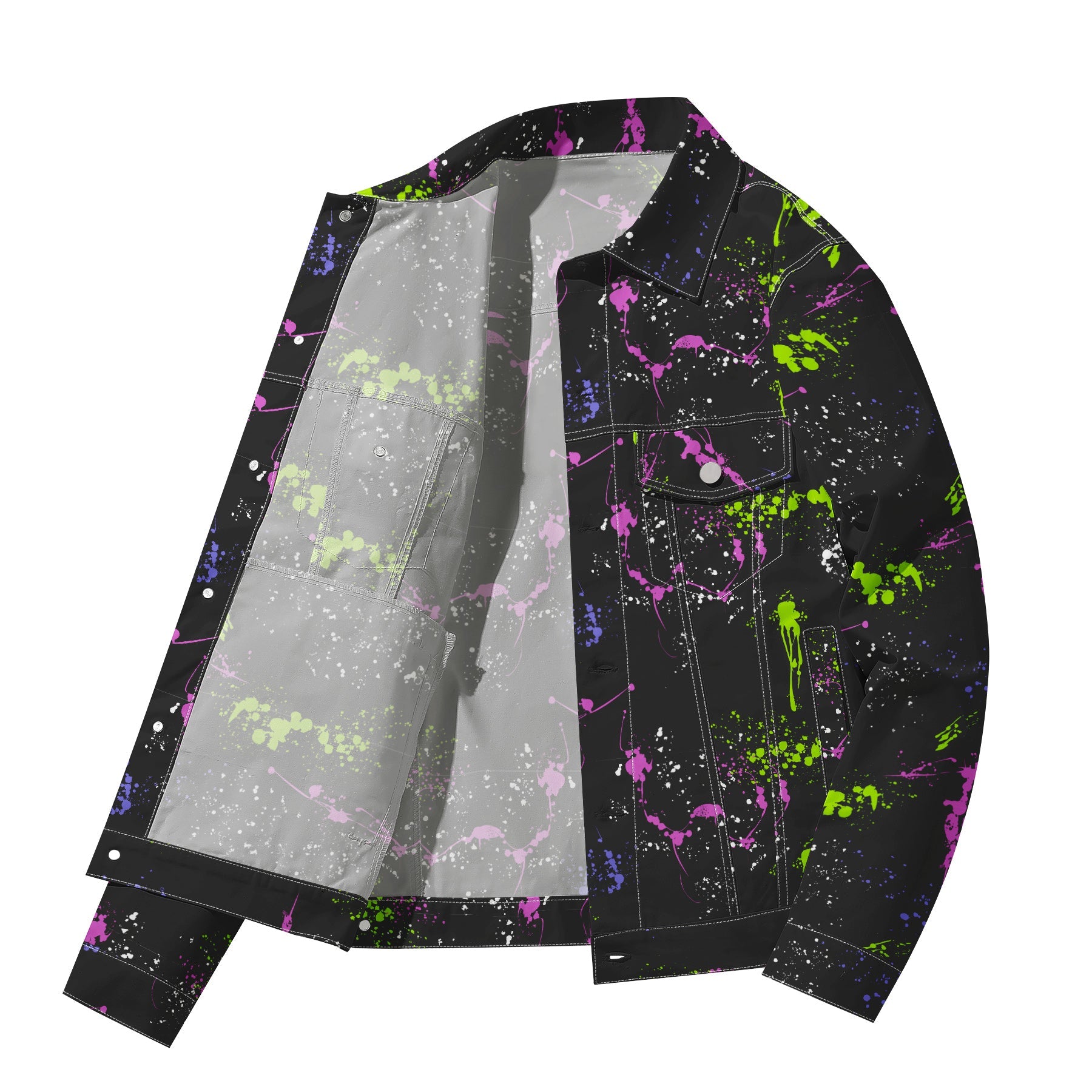 Men's Denim Jacket with Lapel Print Camouflage Green WHOLESALE