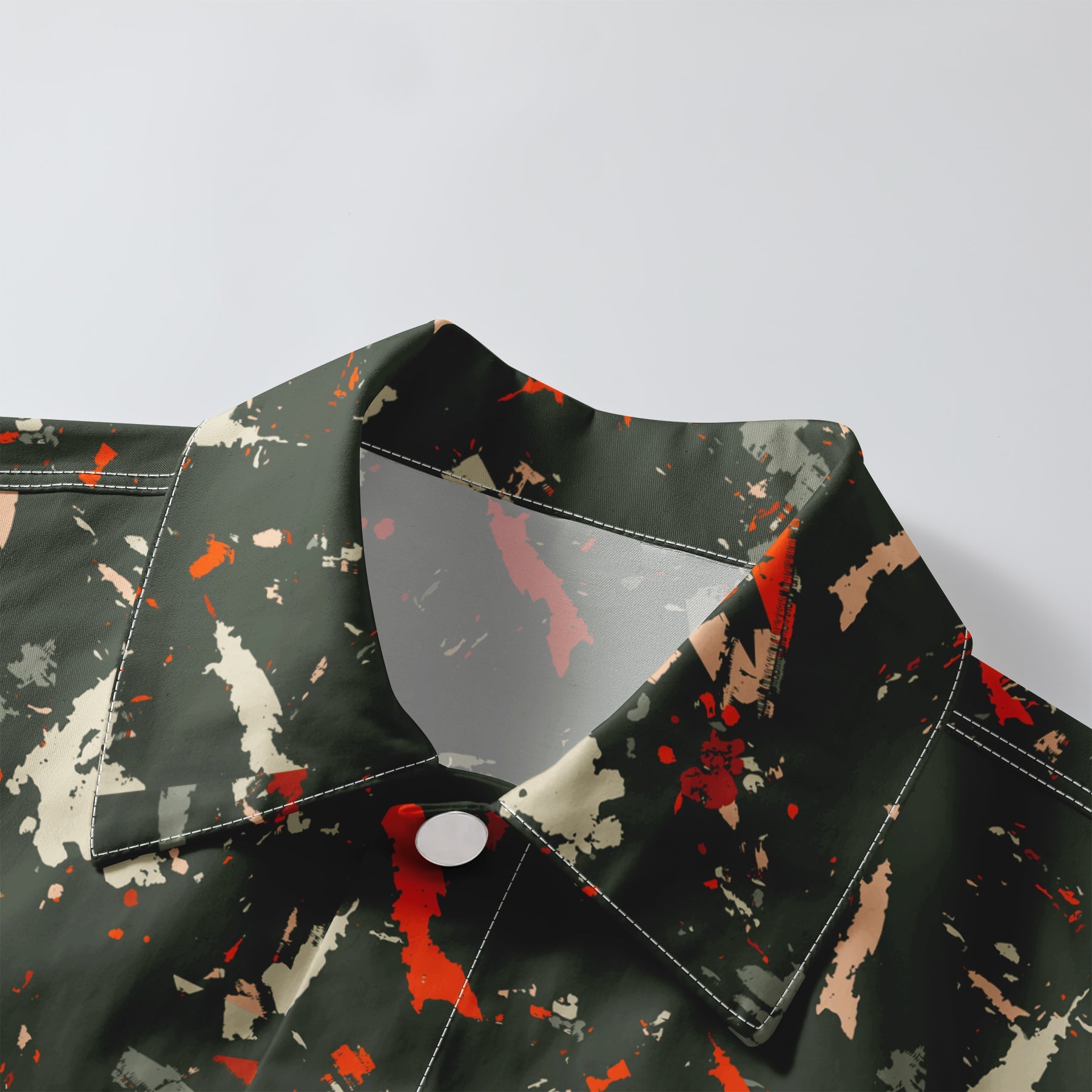 Men's Denim Jacket with Lapel Print Camouflage Green WHOLESALE