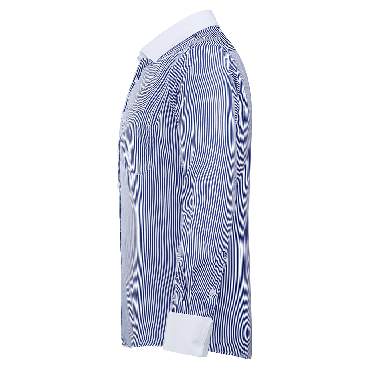 Men's Dress Shirt Slim Fit Button Down Stripe Checked Shirt Navy