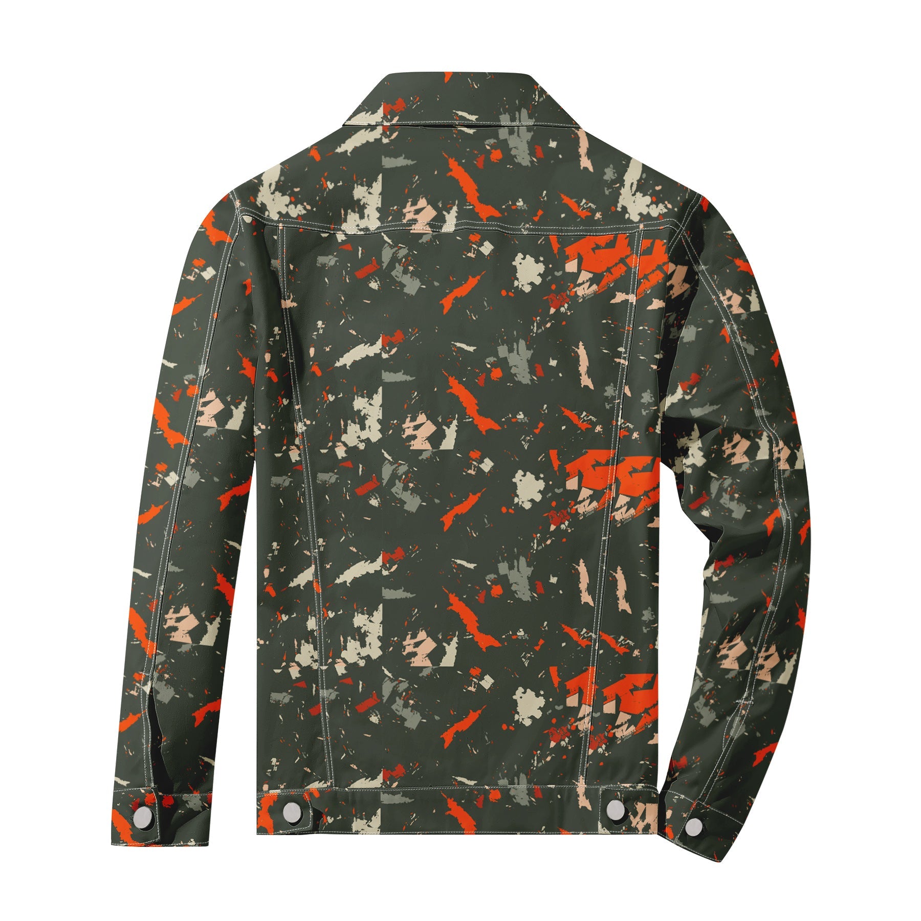 Men's Denim Jacket with Lapel Print Camouflage Green WHOLESALE