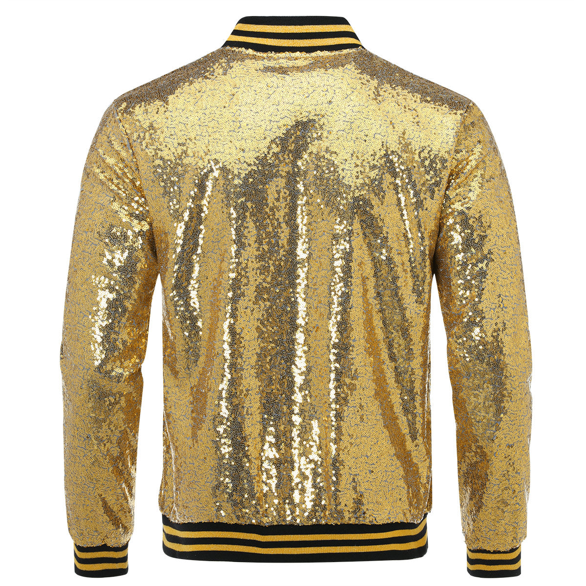 Men's Sequins Stand Collar Stage Jacket Gold