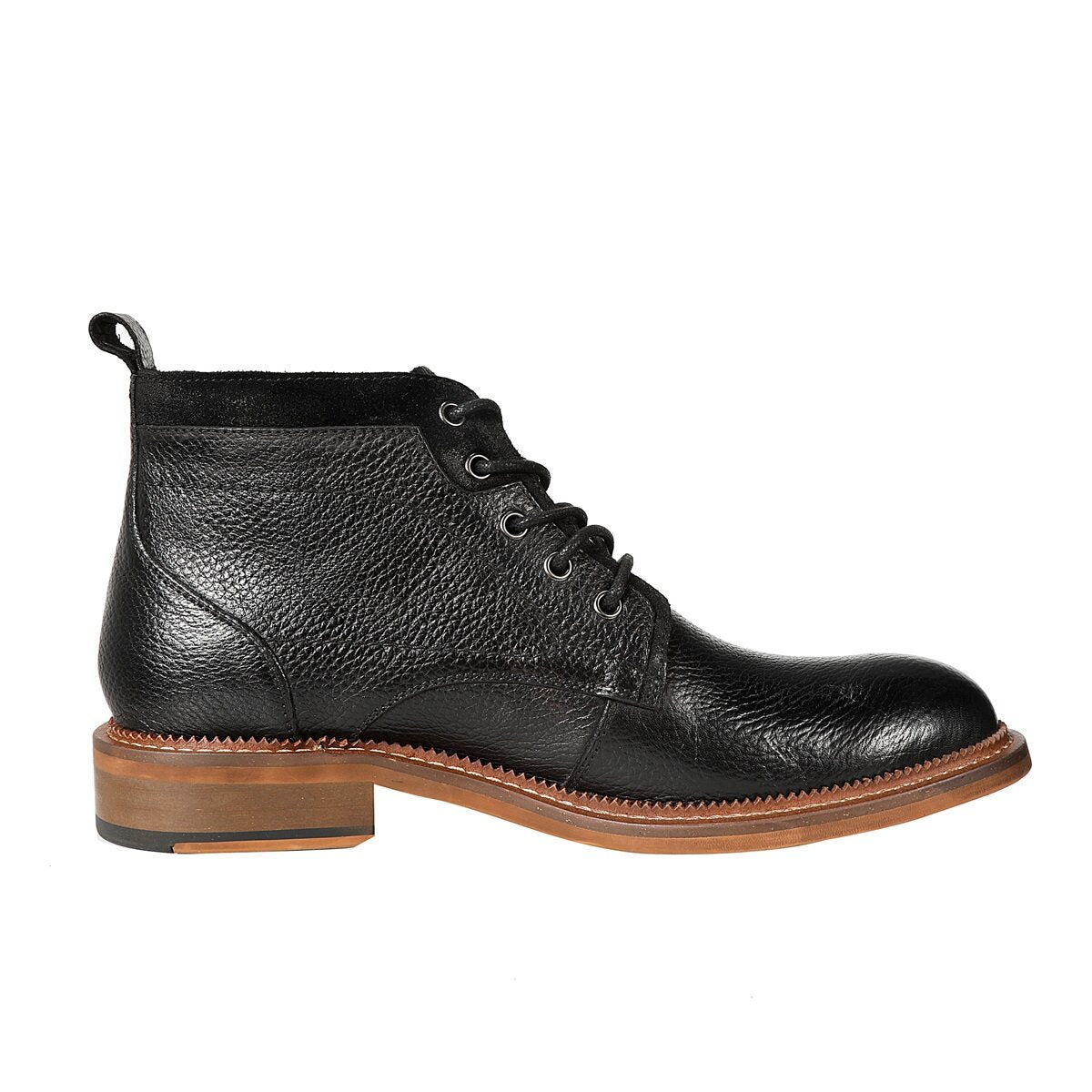 Men's Round-Toe High-Top Polo Boots in Black