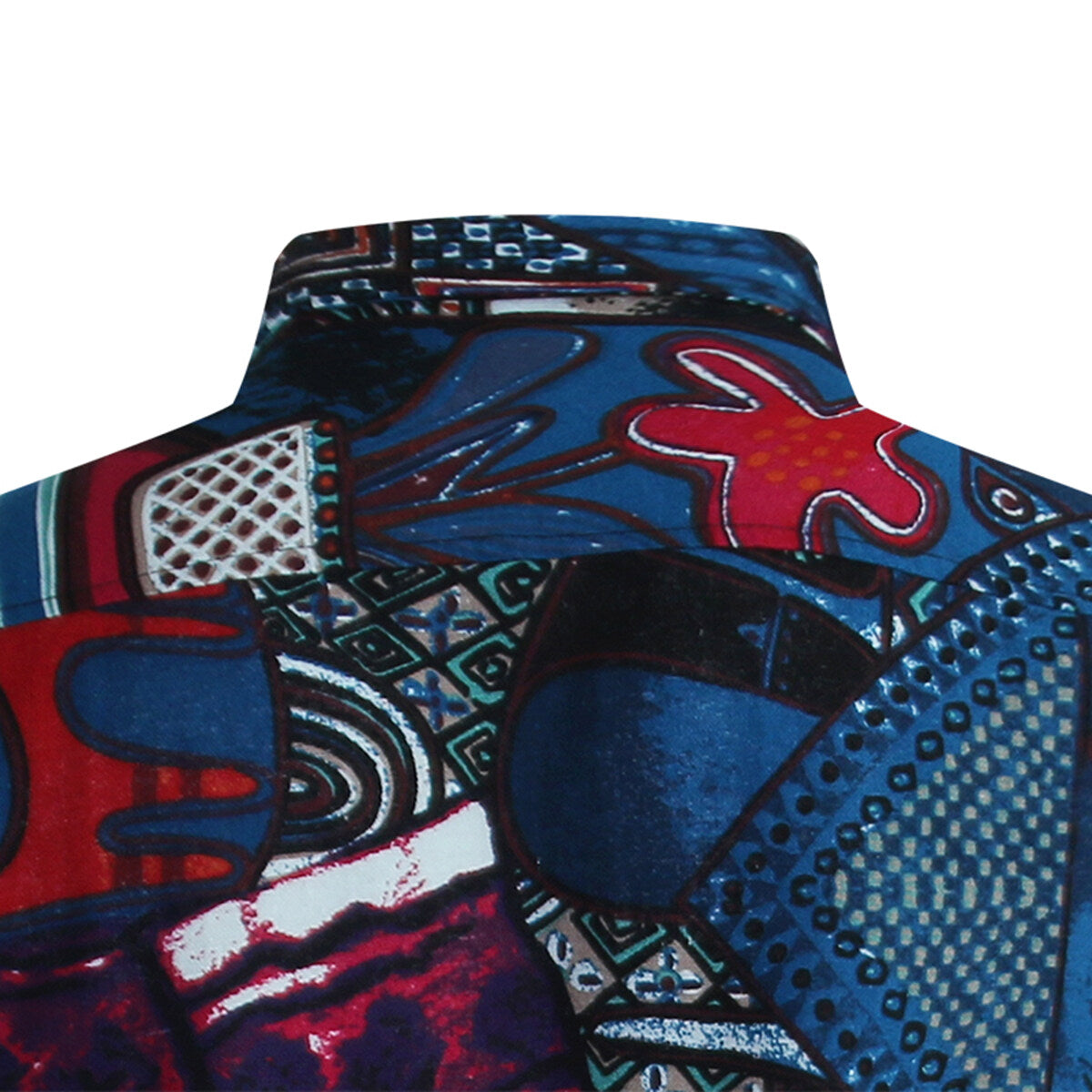 Stylish Men's Floral Print Collar Short Sleeve Shirt Blue