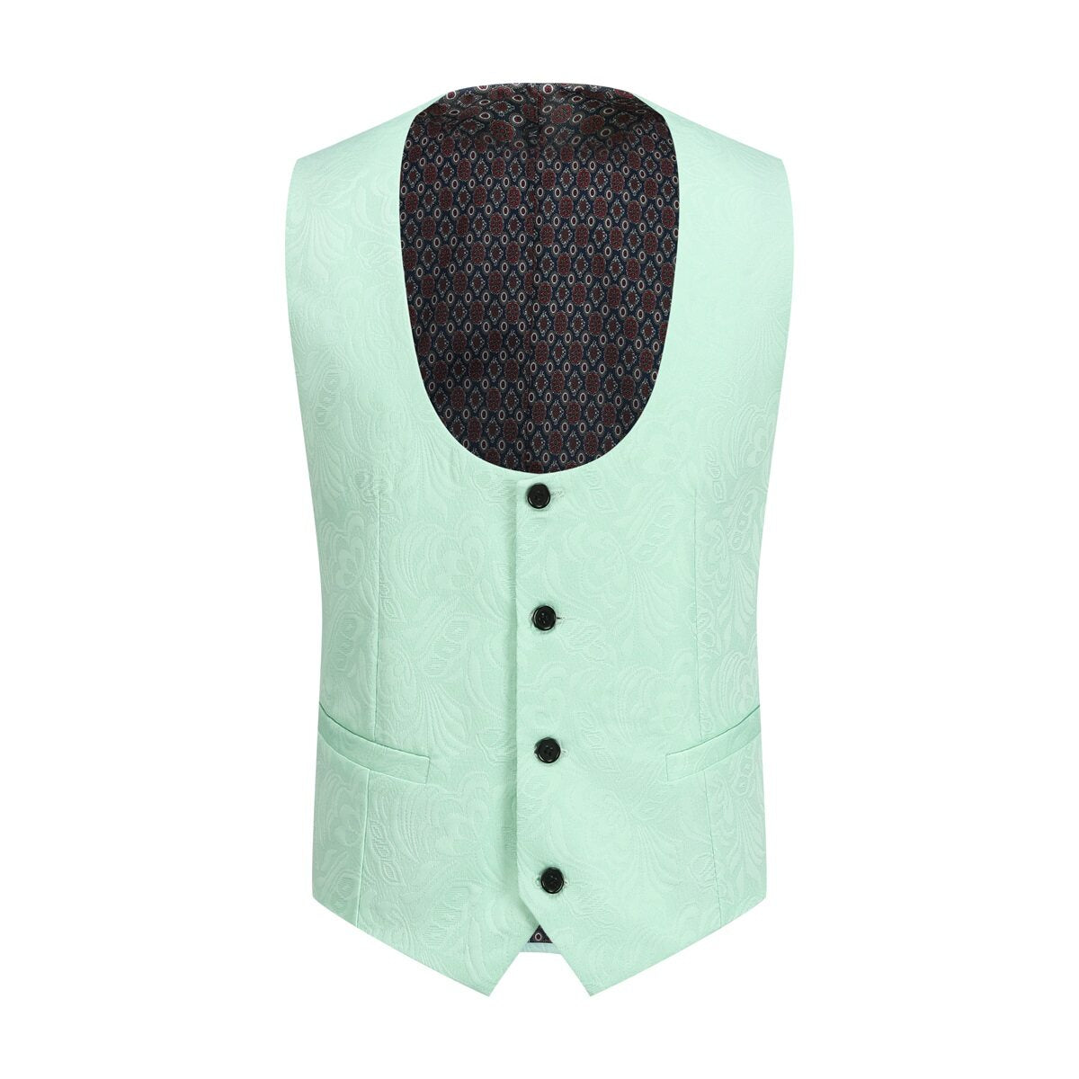 3-Piece Paisley Suit Shawl Collar Suit Mint Green
