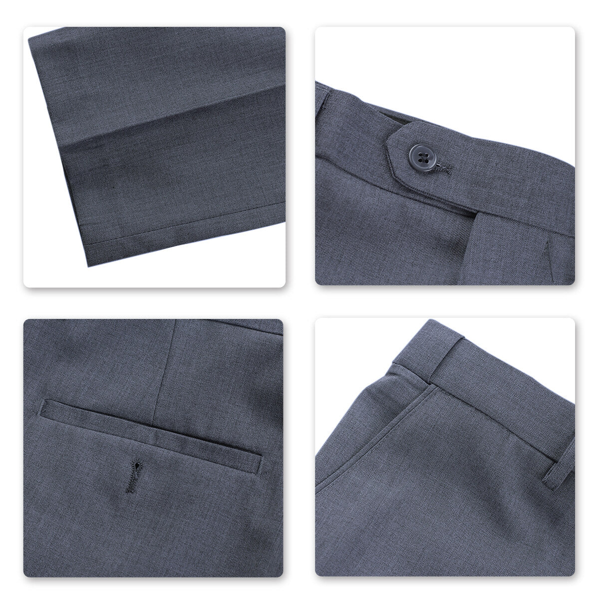 Slim Fit 2 Piece Suit 2 Button Formal Business Wedding Solid Suits Grey
