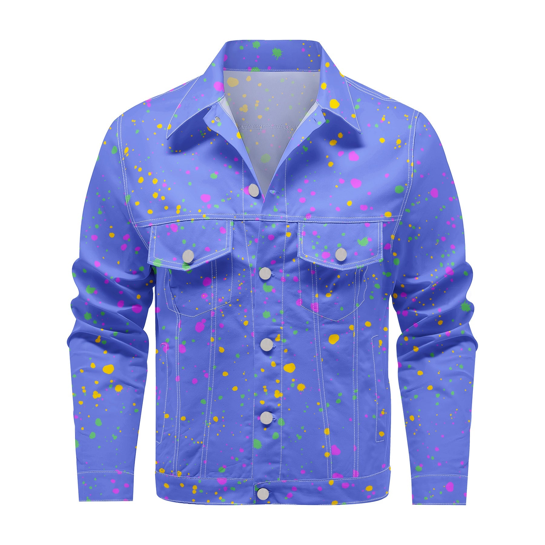 Men's Denim Jacket with Lapel Print Camouflage Green WHOLESALE