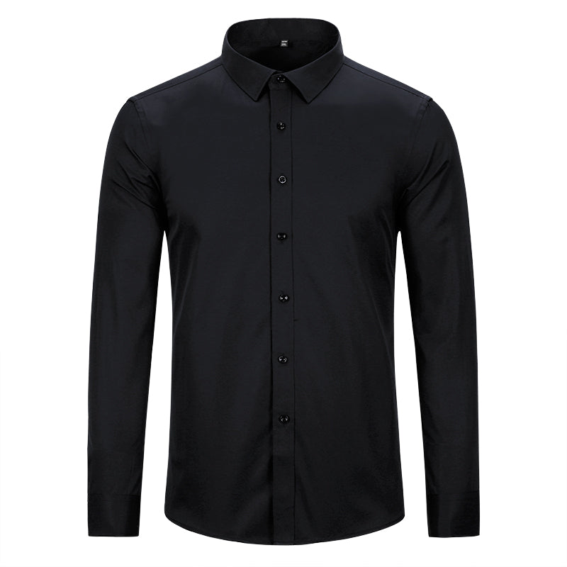 Slim Fit Turn-Down Collar Shirt Black