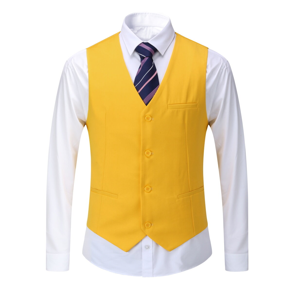 Mens 3 Piece Dress Suit Formal Casual Tux Vest Trousers Orange