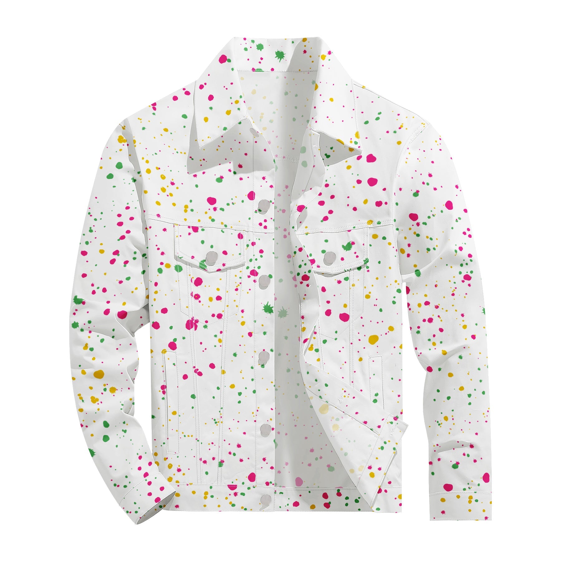 Men's Denim Jacket with Lapel Print Camouflage Green WHOLESALE