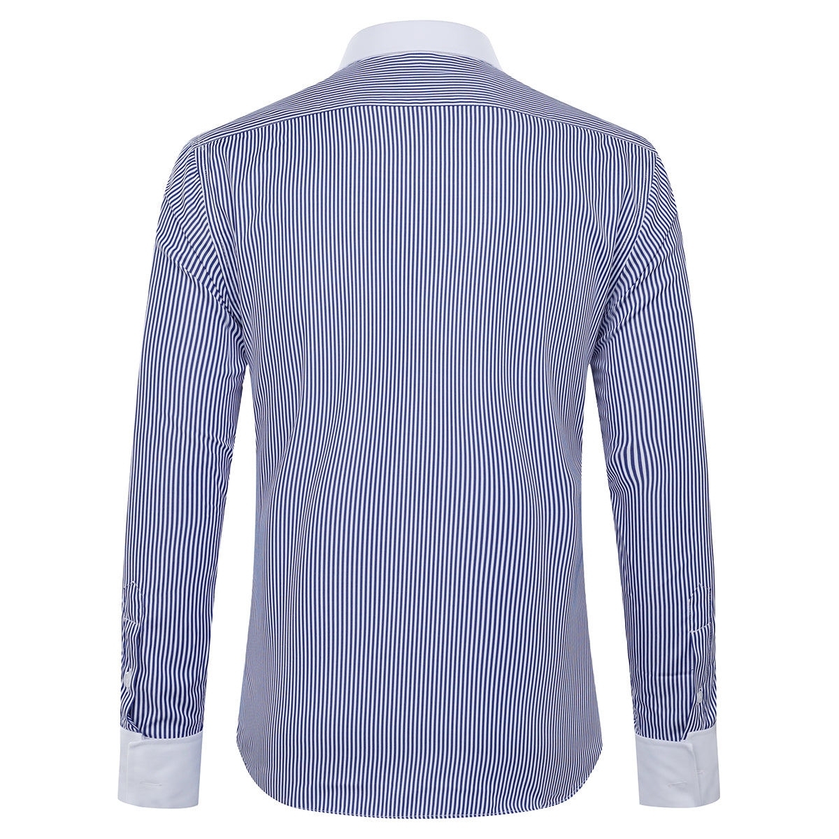 Men's Dress Shirt Slim Fit Button Down Stripe Checked Shirt Navy