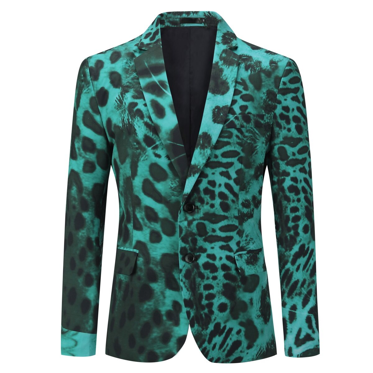 Men's Casual Leopard Print Blazer Green