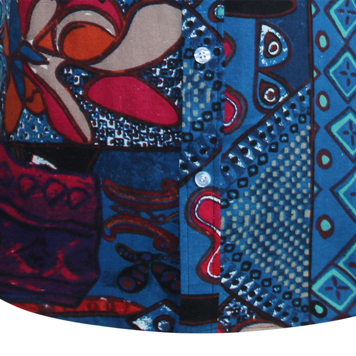 Stylish Men's Floral Print Collar Short Sleeve Shirt Blue
