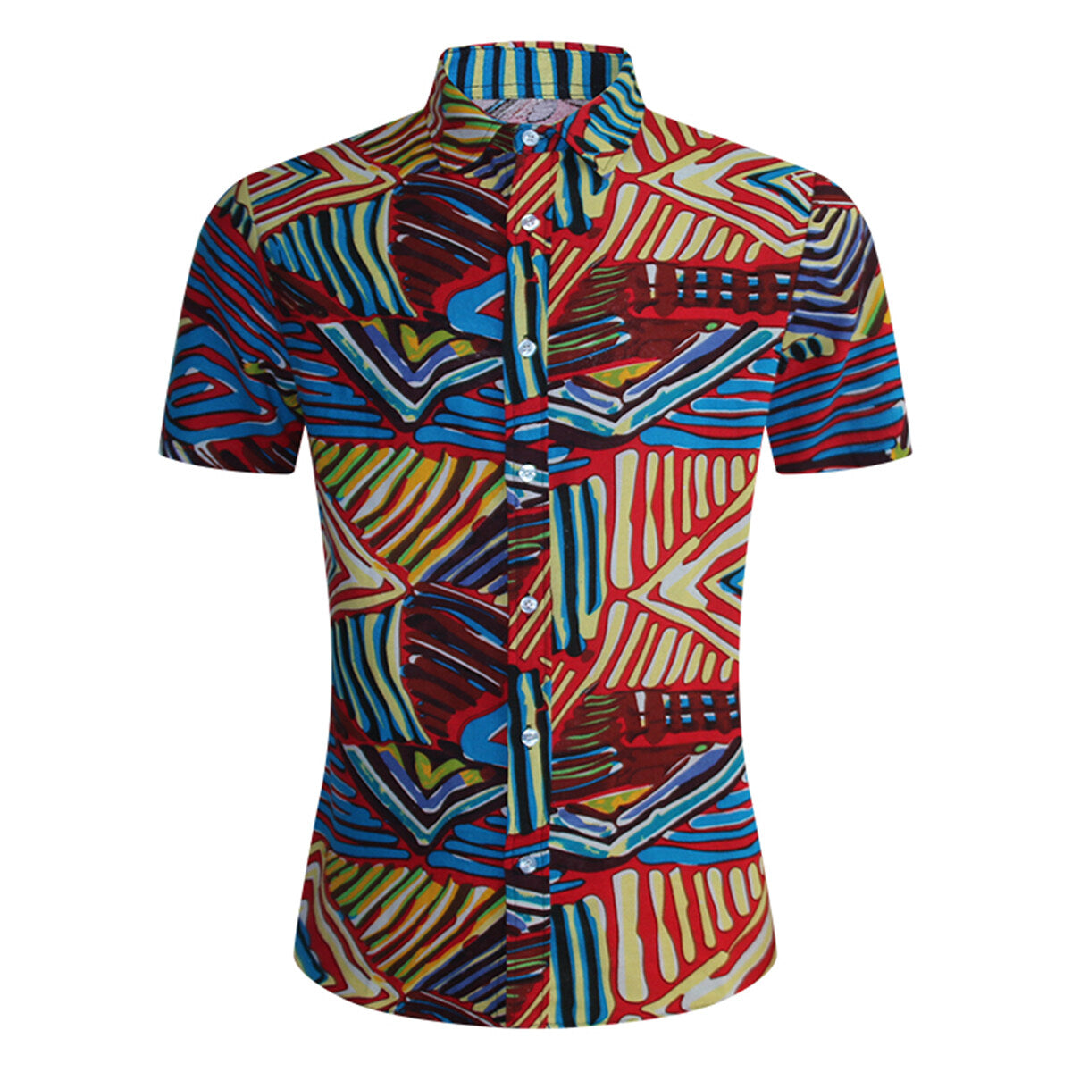 Stylish Men's Floral Print Collar Short Sleeve Shirt