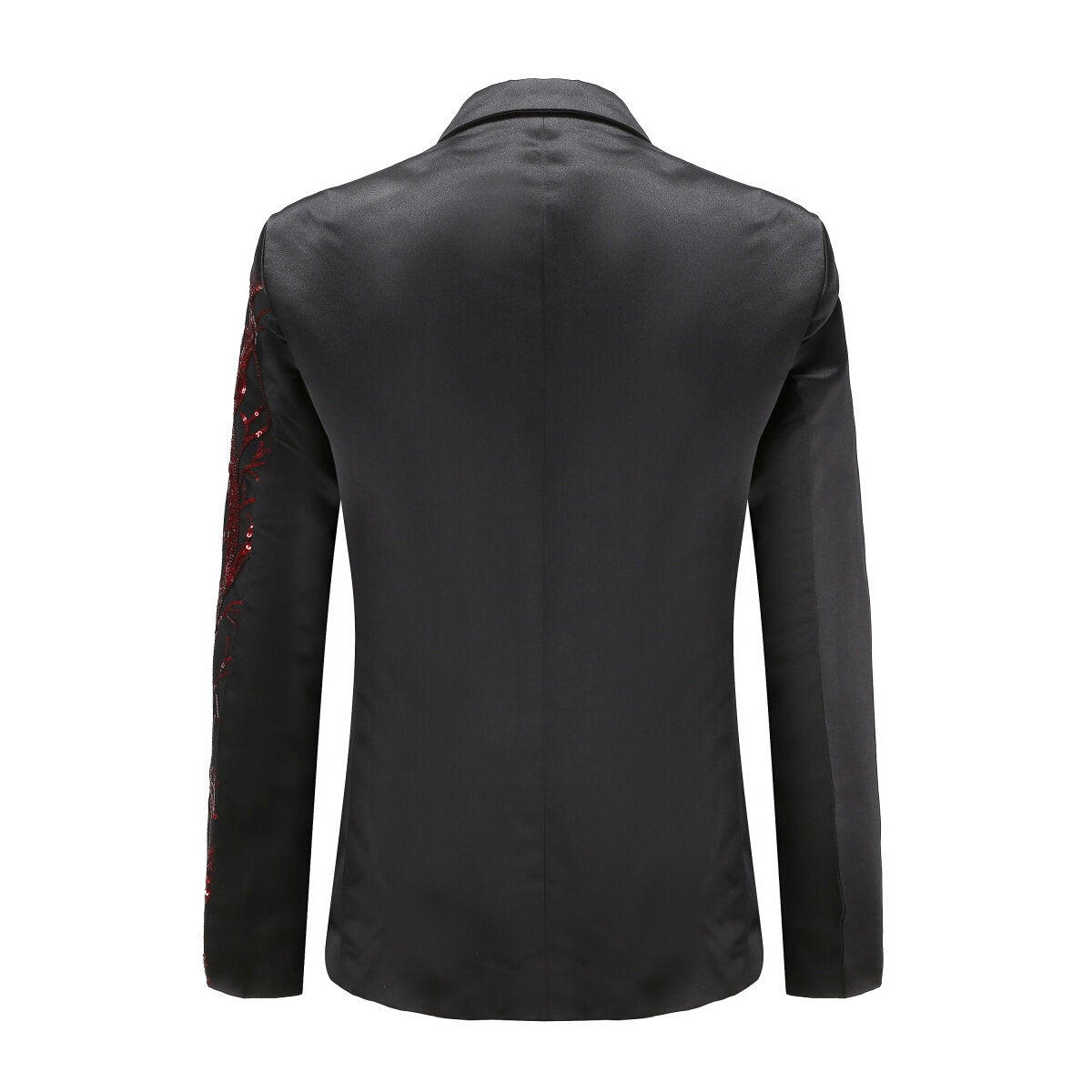 Slim Fit Lightning Red Tree Sequin Blazer