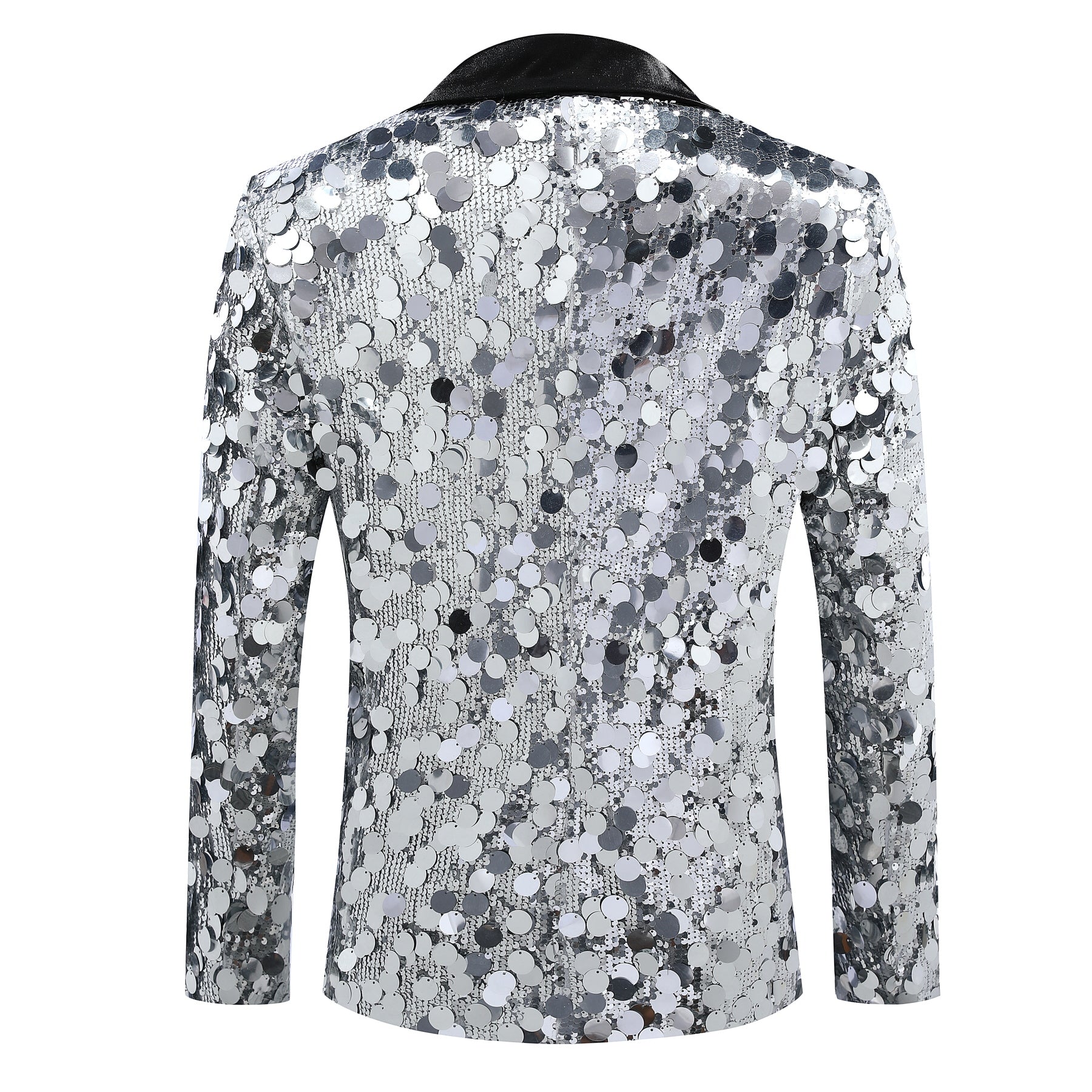 Men's Sequined Single-Button Jacket Silver