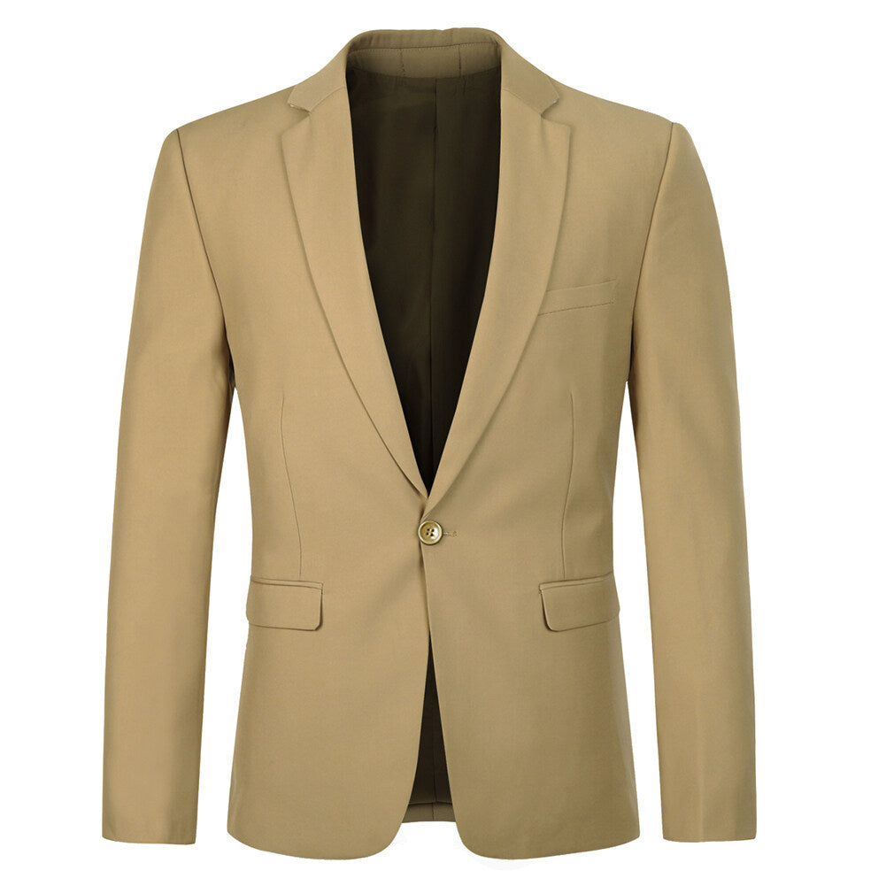 2-Piece Slim Fit Casual Suit Khaki