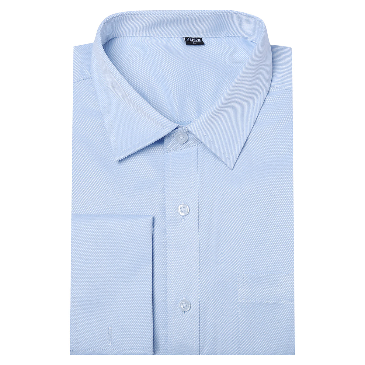 Men's Dress Shirt Slim Fit Button Down Stripe Checked Shirt Blue 02