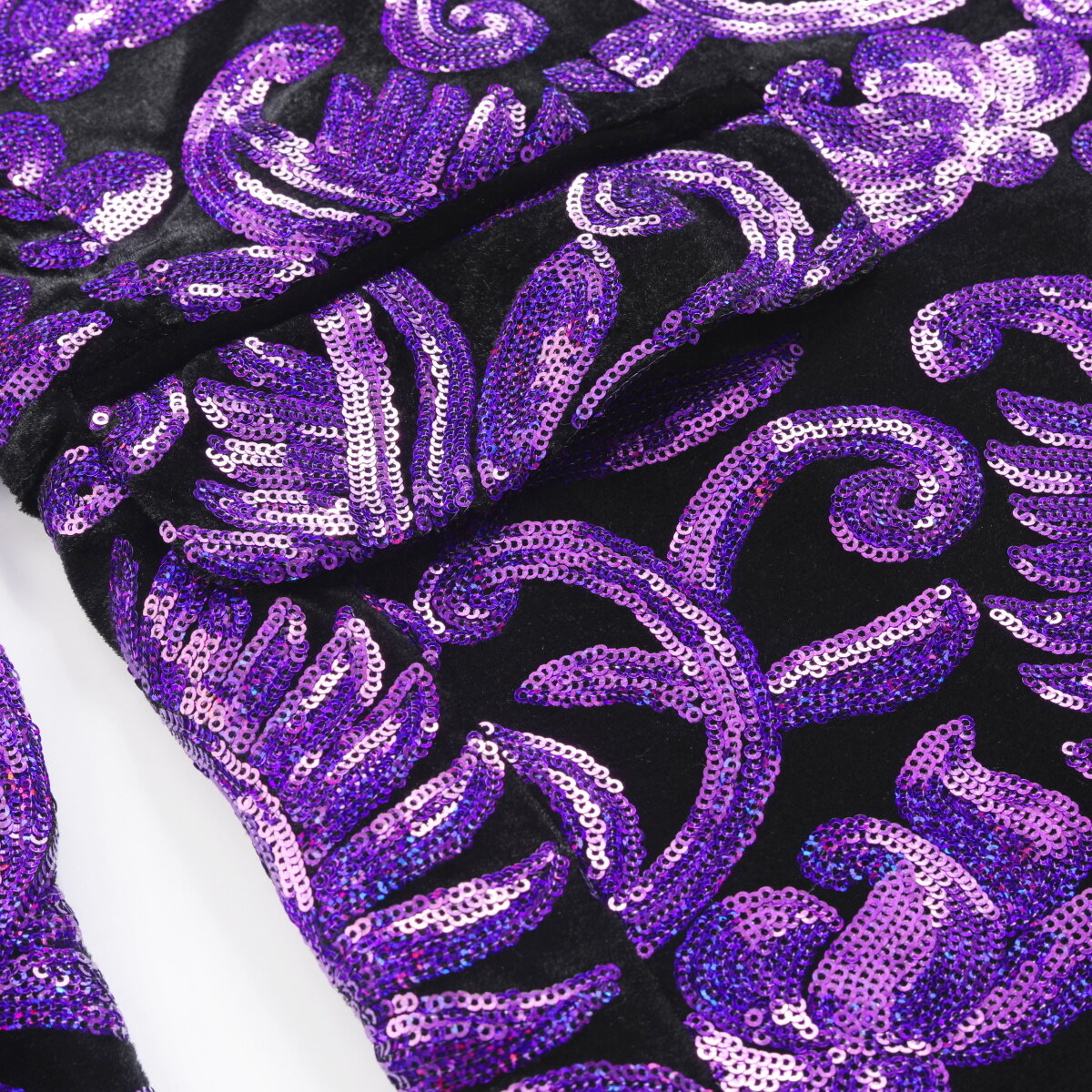 Purple Sequins Blazer Shawl Collar Blazer