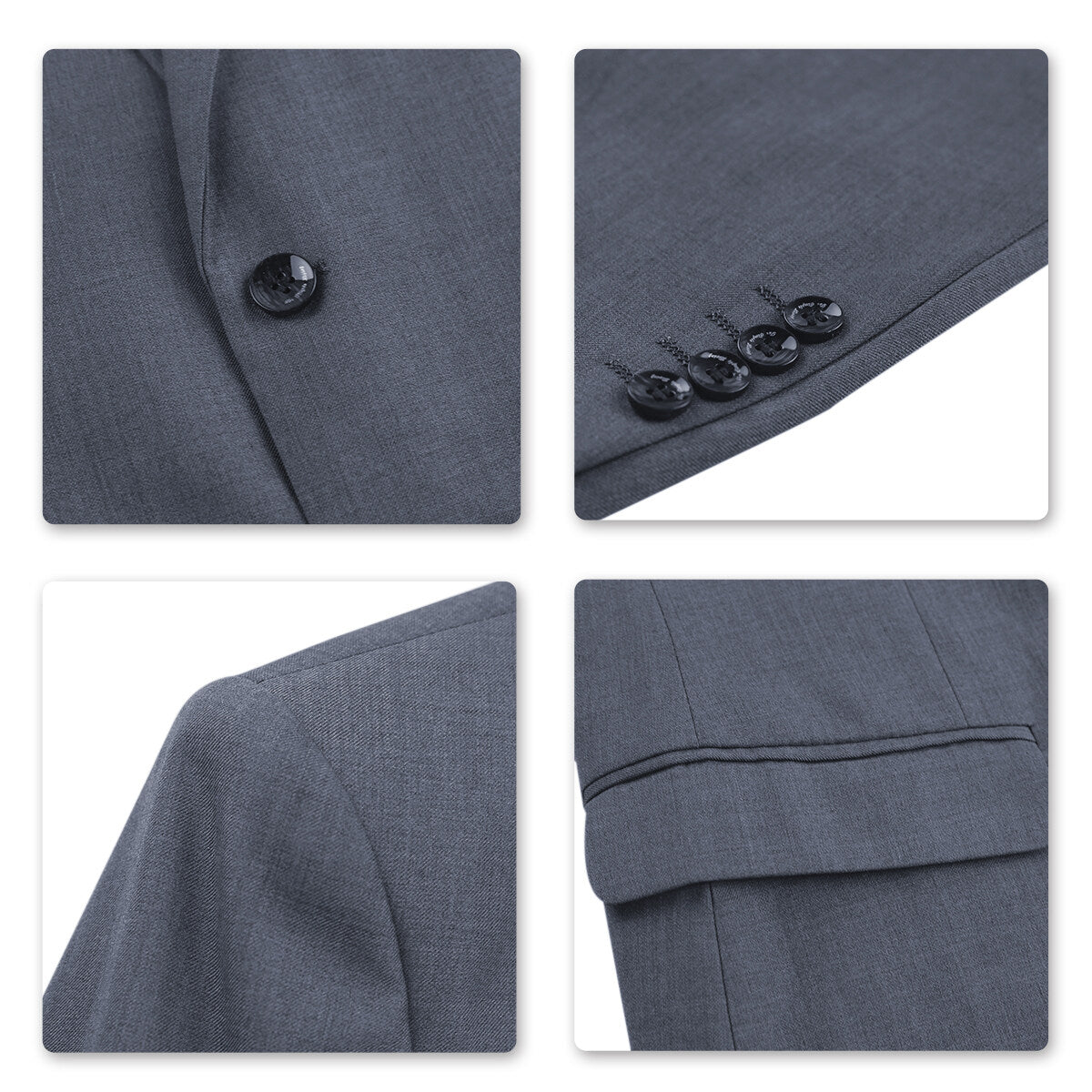 Slim Fit 2 Piece Suit 2 Button Formal Business Wedding Solid Suits Grey