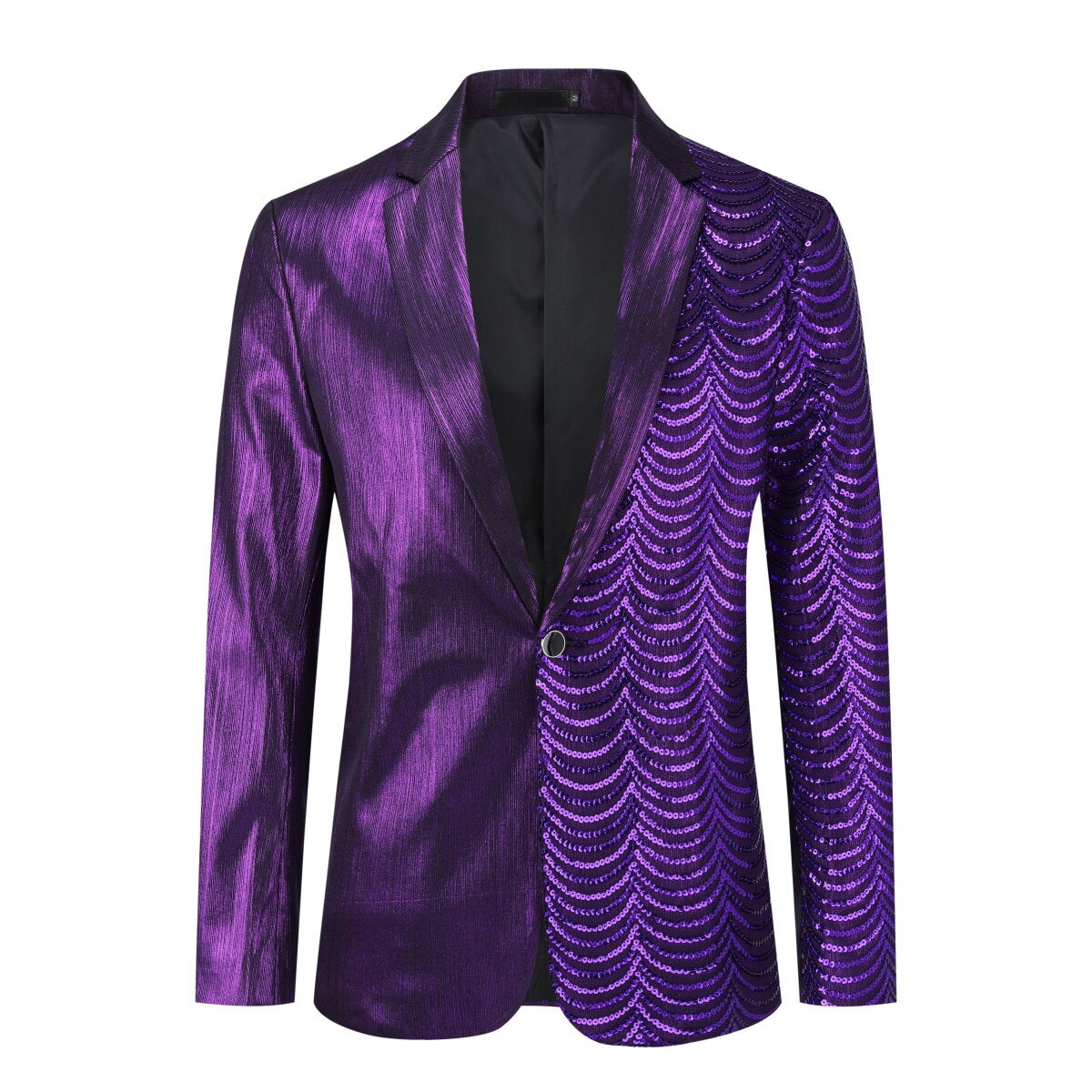 Purple Slim Fit Half-Sequin Blazer