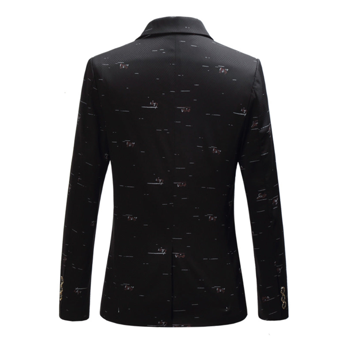 Men's Printed Single Breasted Slim Fit Blazer Black