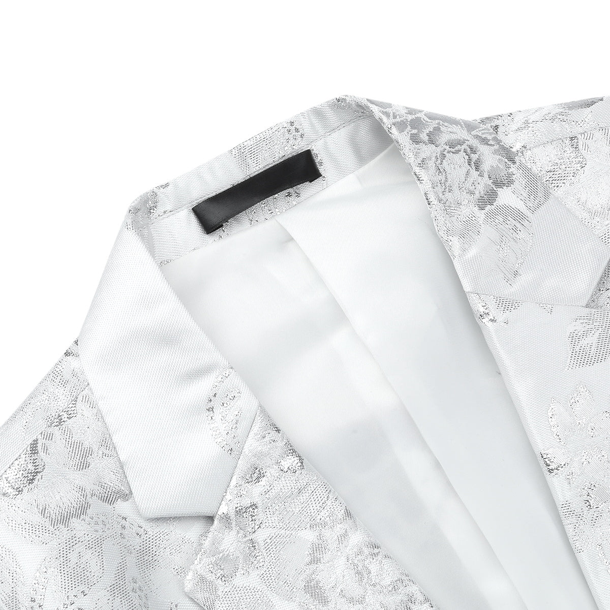 Men's Floral Suit Jacket Printed Blazer White