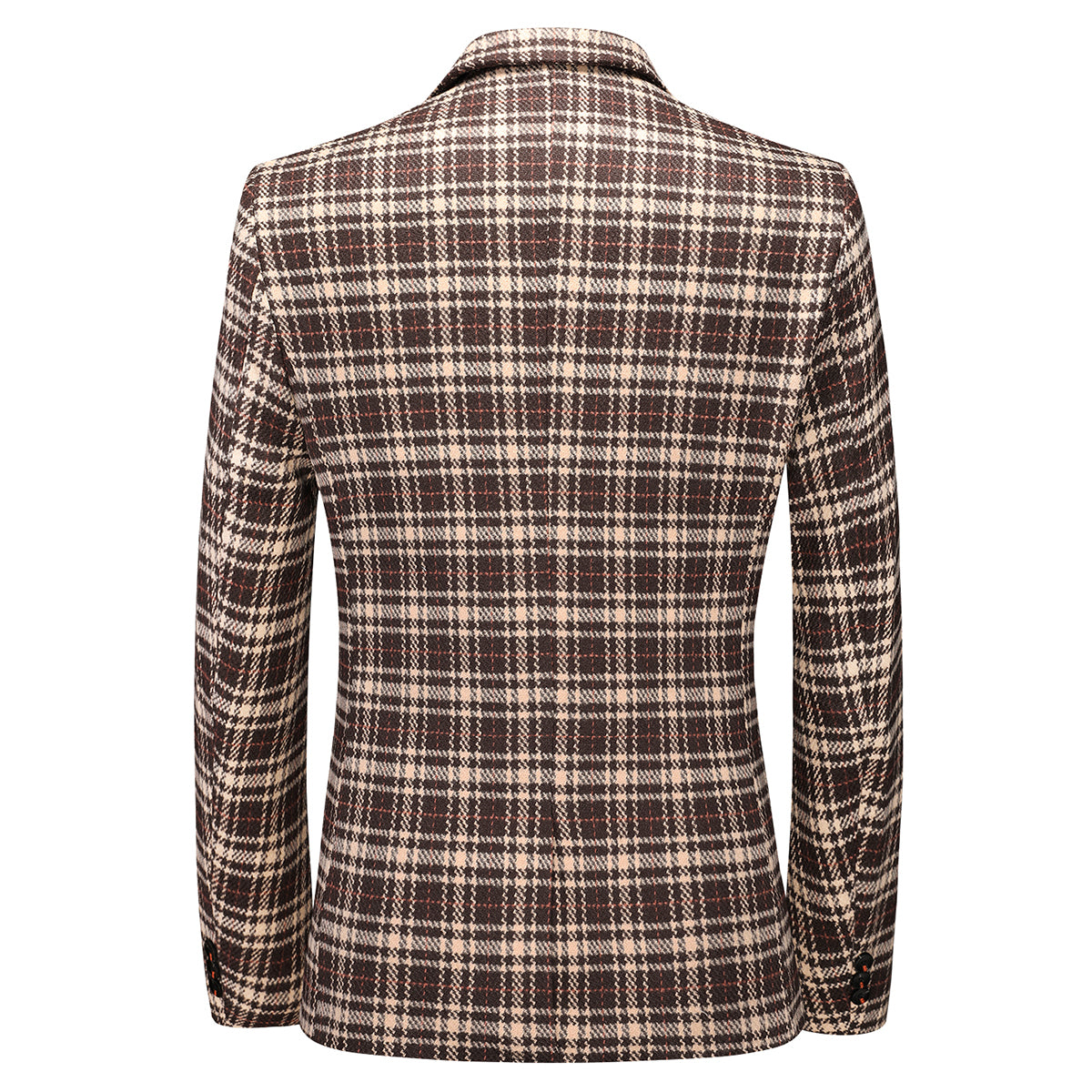 Men's Autumn One Button Casual Plaid Jacket Khaki