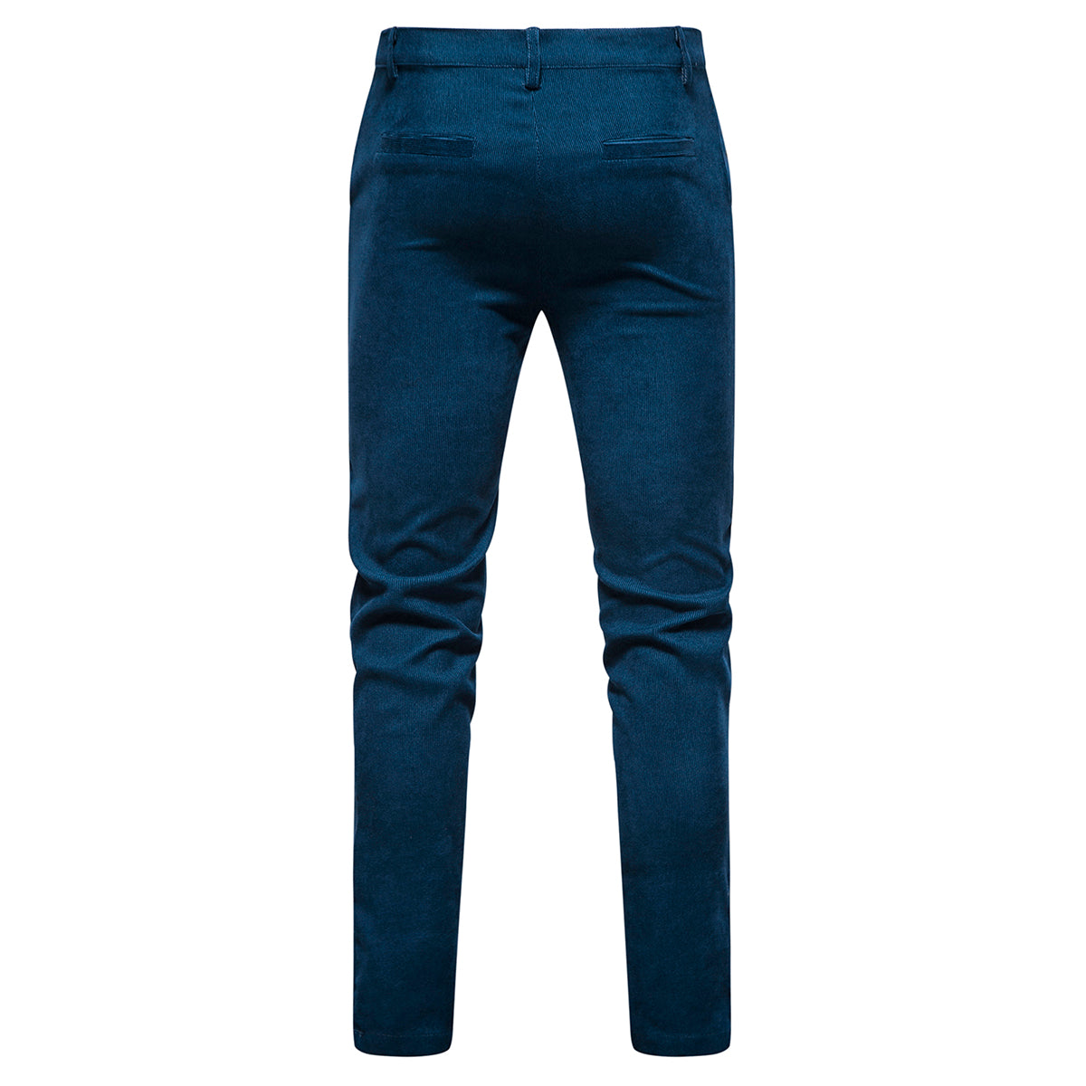 2-Piece Solid Color Two Button Single Breasted Corduroy Suit Blue