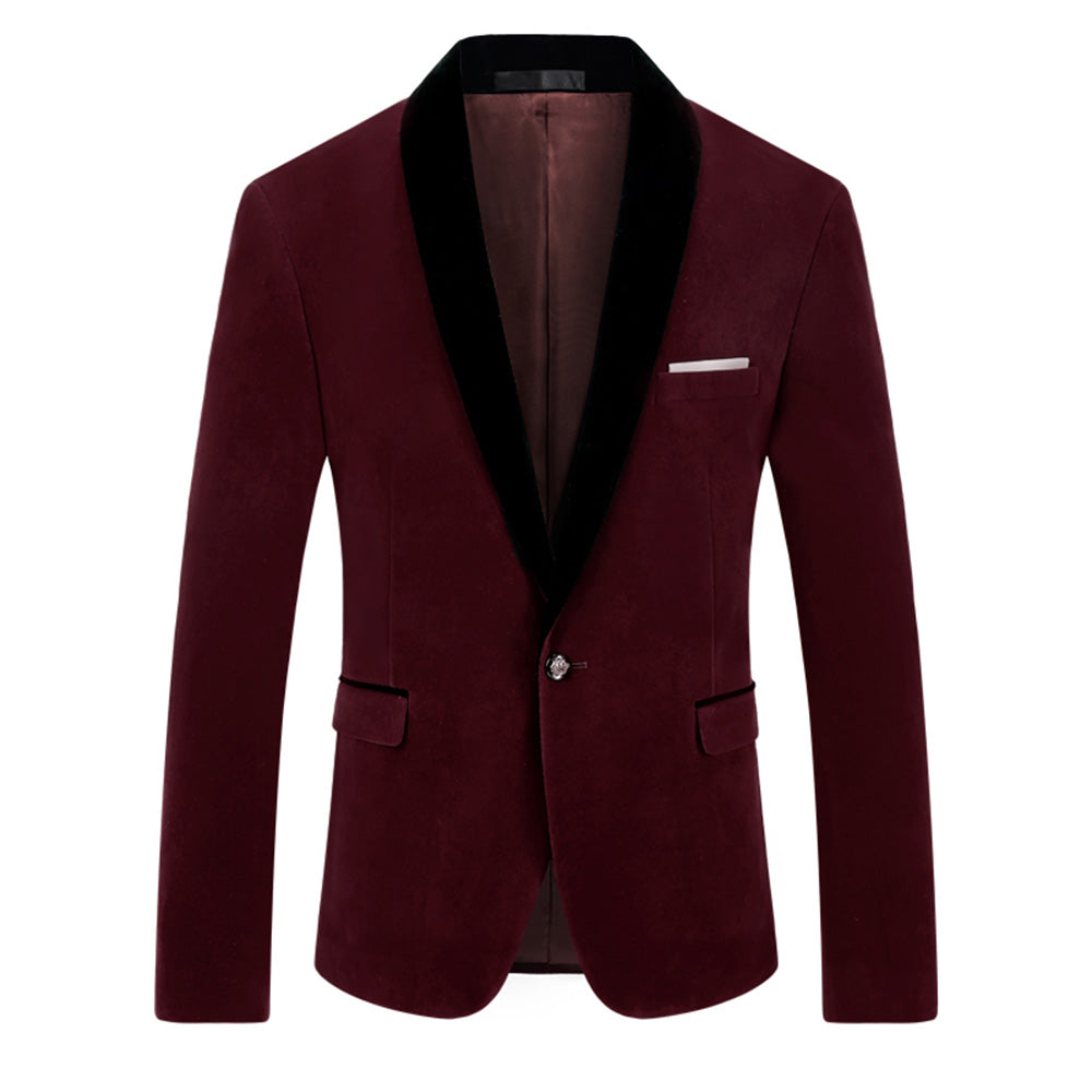 Maroon Velvet Jacket Shawl Collar Design Blazer