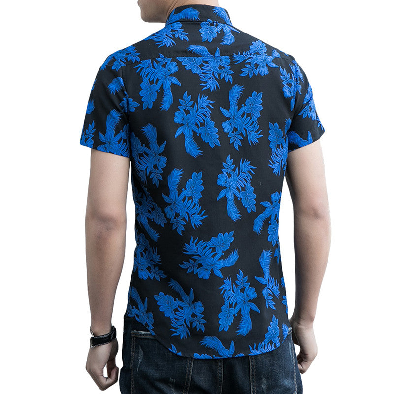 Slim Fit Ventilate Floral Shirt RoyalBlue