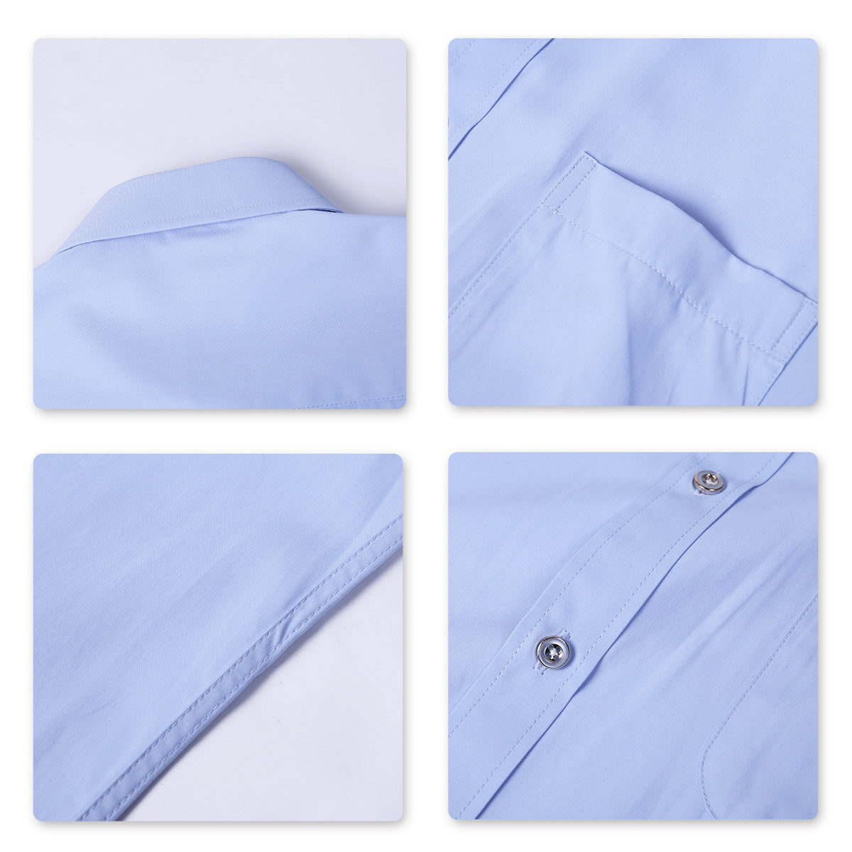 Men's Dress Shirt Slim Fit Button Down Stripe Checked Shirt Blue